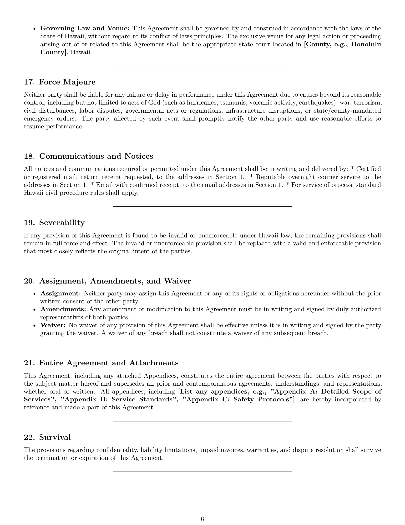 Preview page 6 of Pro Hawaii maintenance service contract template
