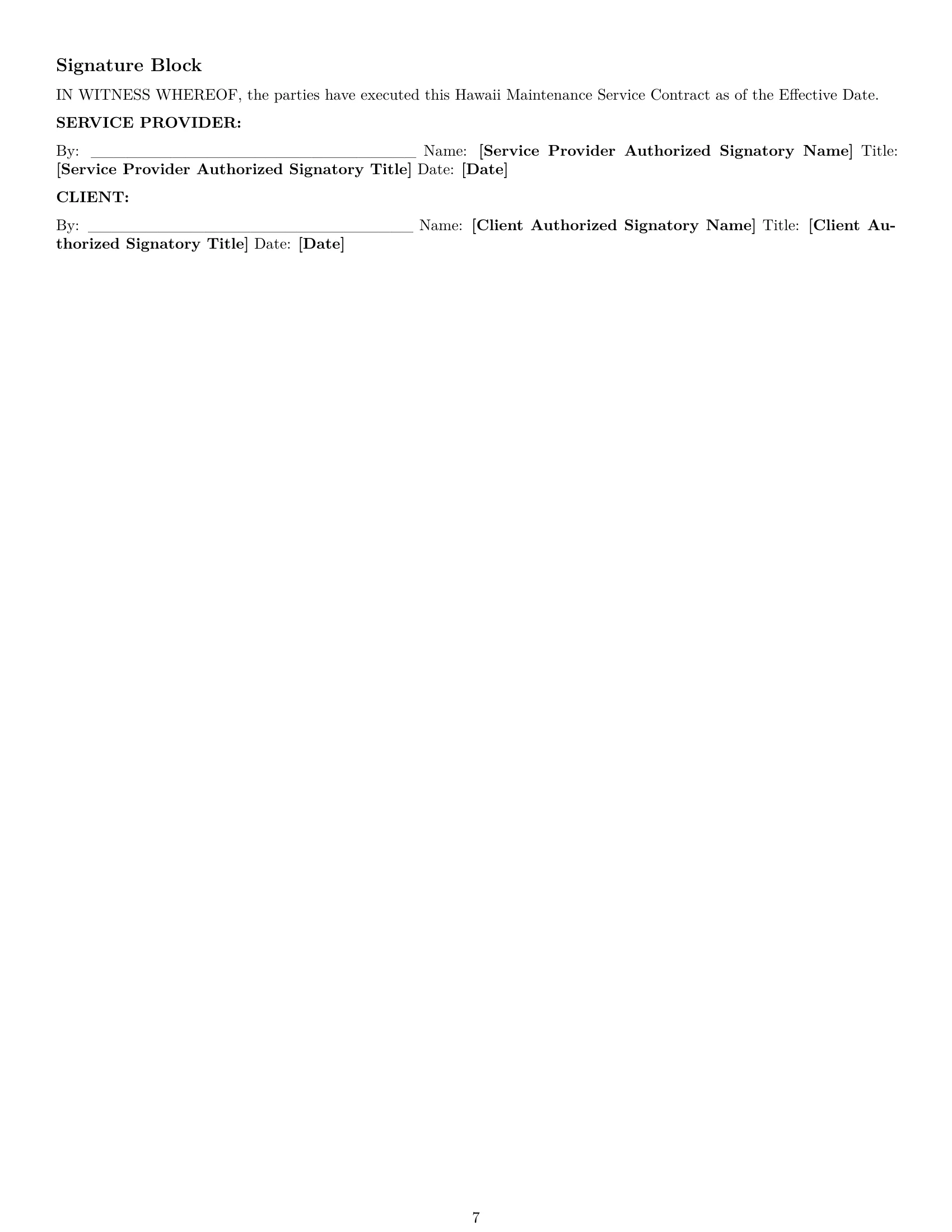 Preview page 7 of Pro Hawaii maintenance service contract template