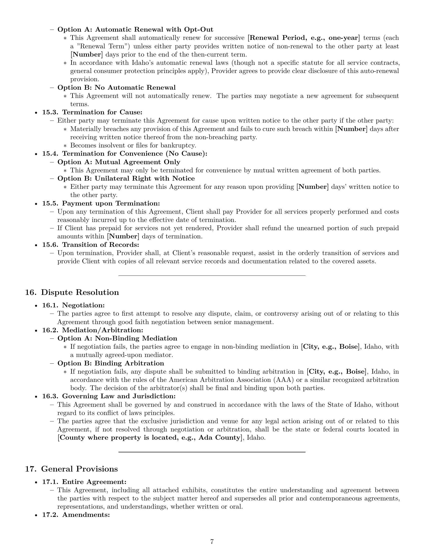 Preview page 7 of Pro Idaho maintenance service contract template