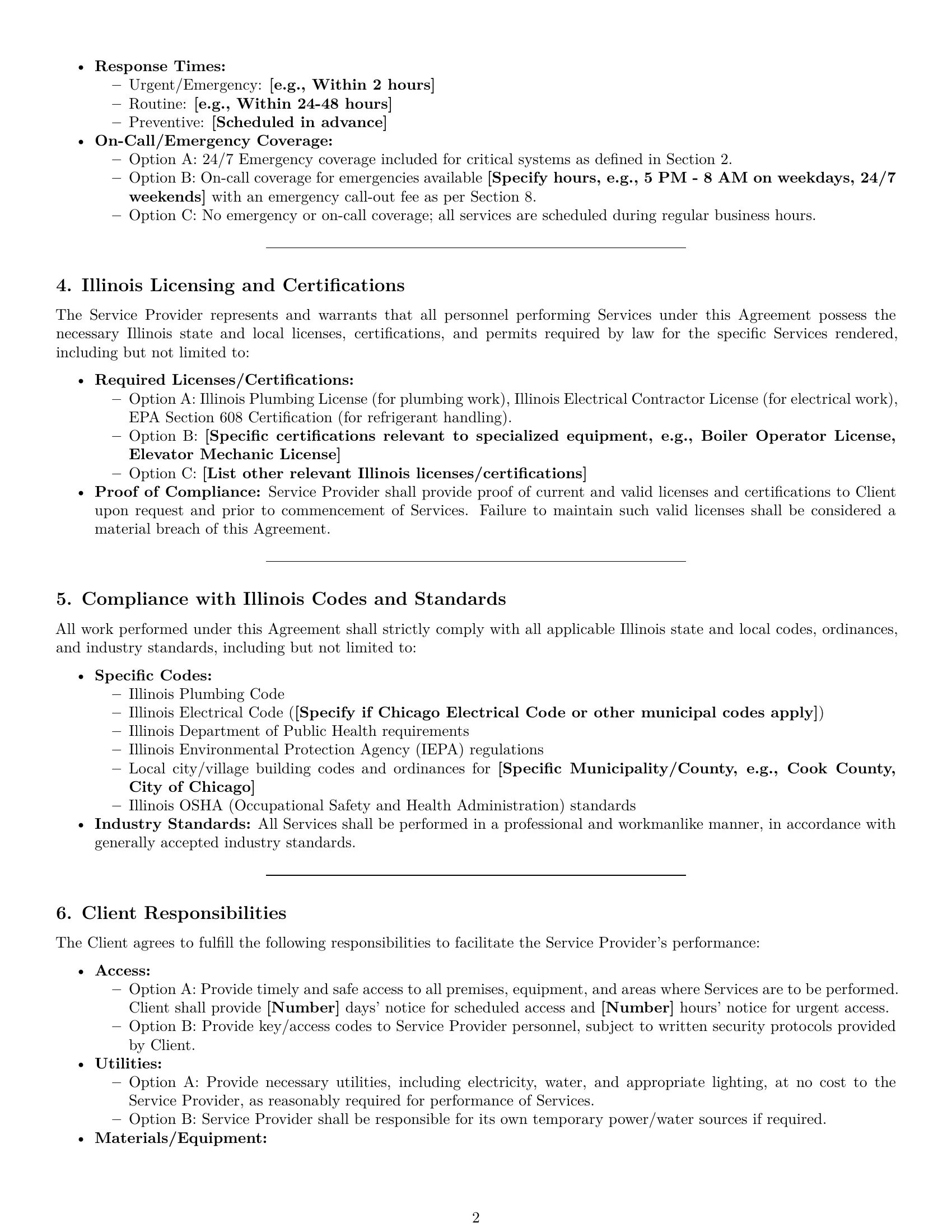 Preview page 2 of Pro Illinois maintenance service contract template