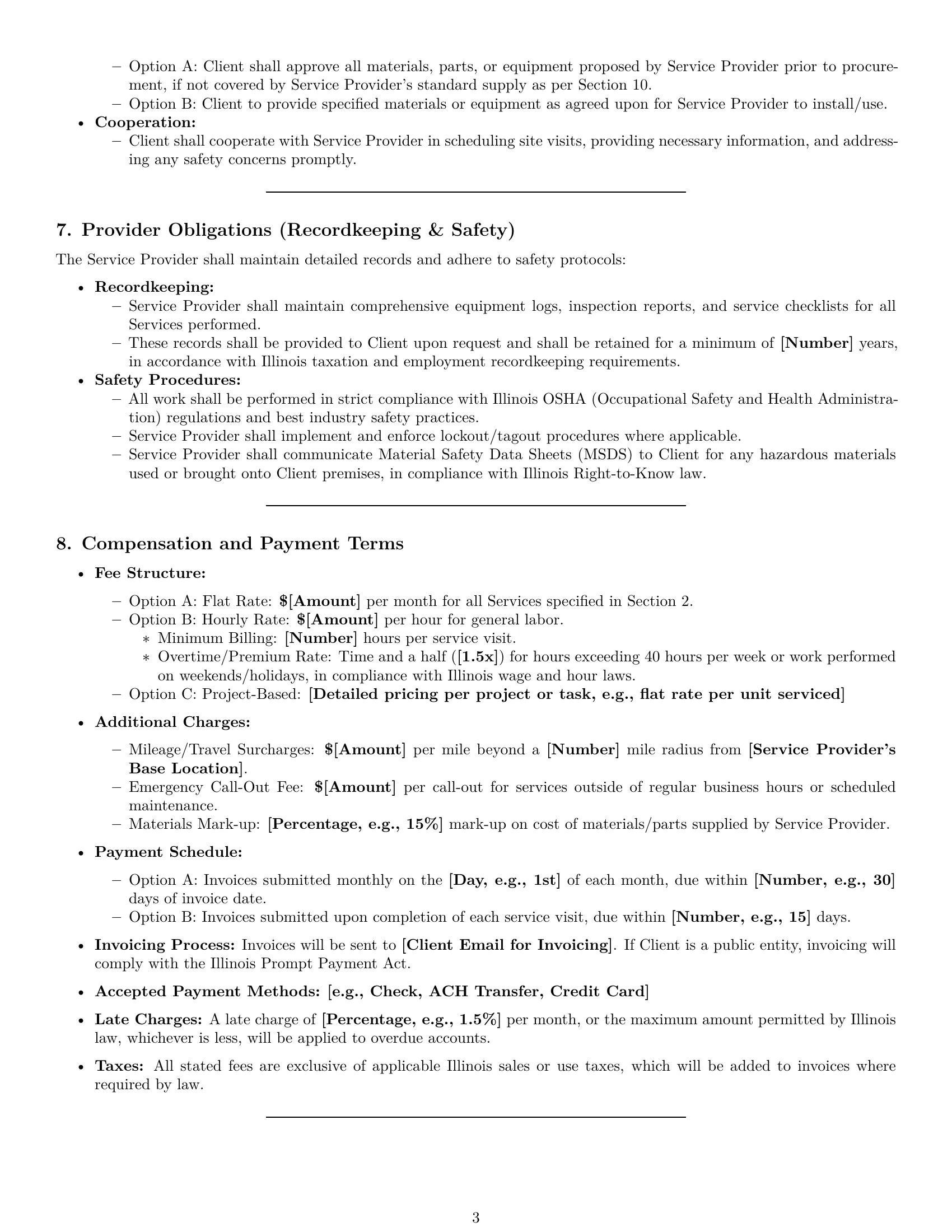 Preview page 3 of Pro Illinois maintenance service contract template