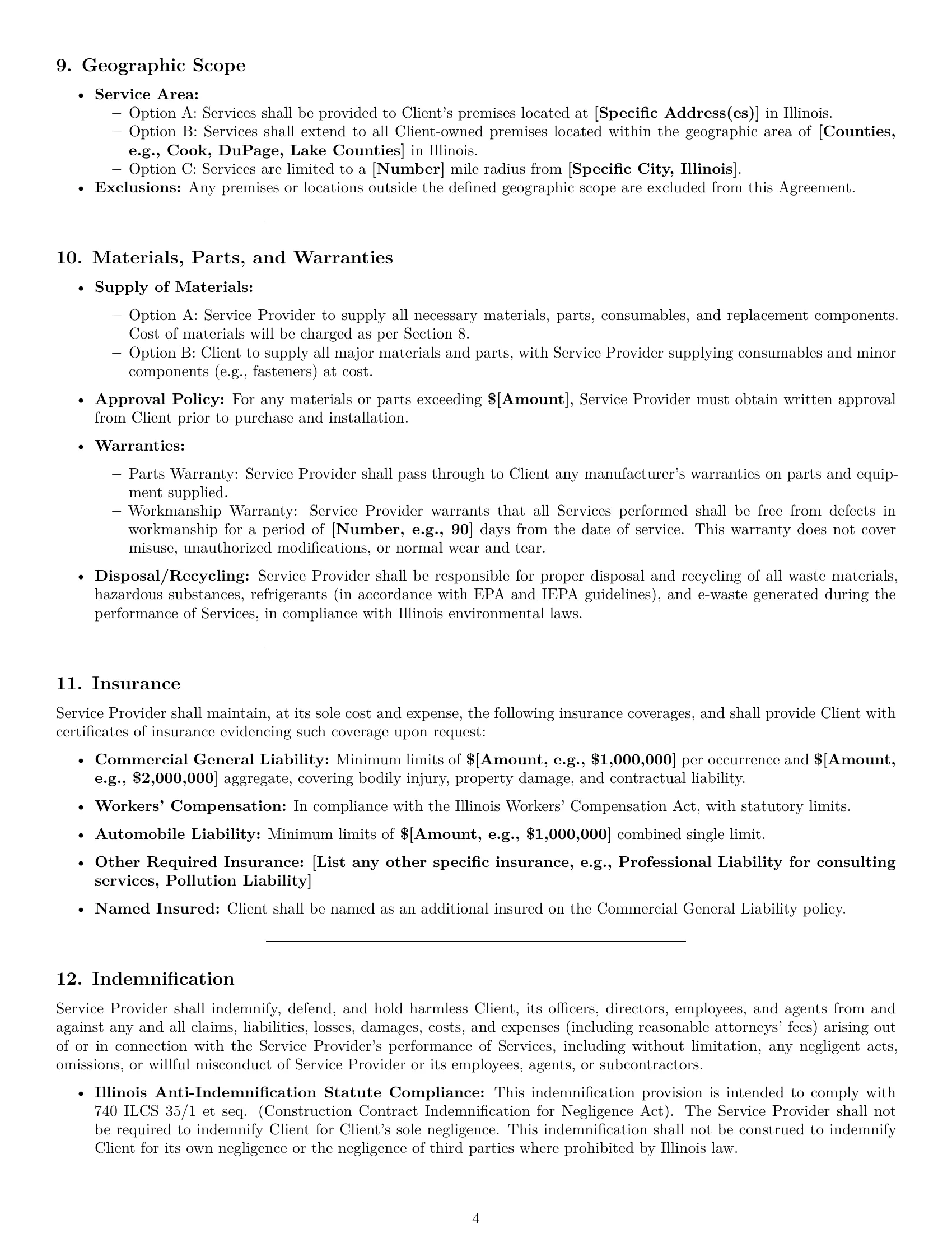 Preview page 4 of Pro Illinois maintenance service contract template