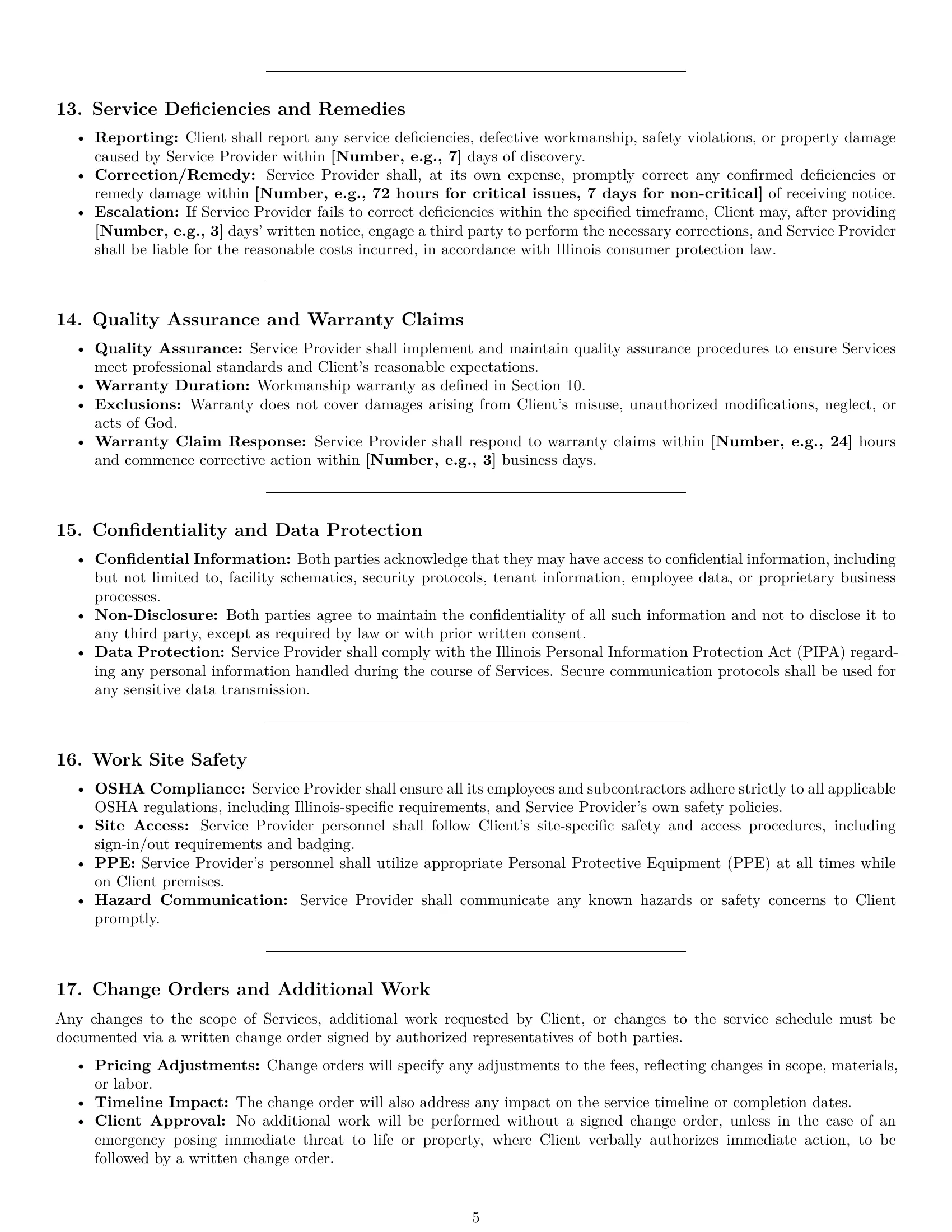 Preview page 5 of Pro Illinois maintenance service contract template