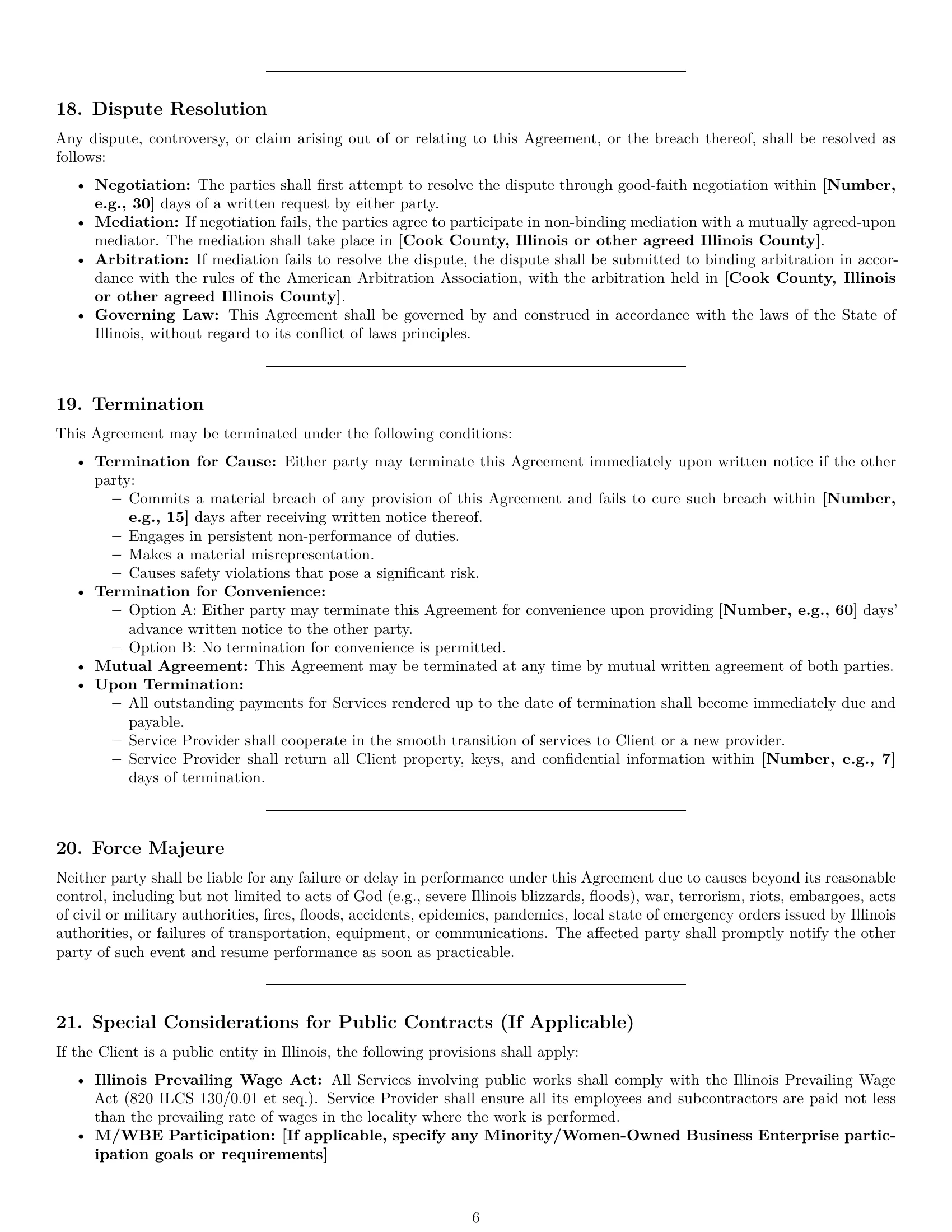 Preview page 6 of Pro Illinois maintenance service contract template