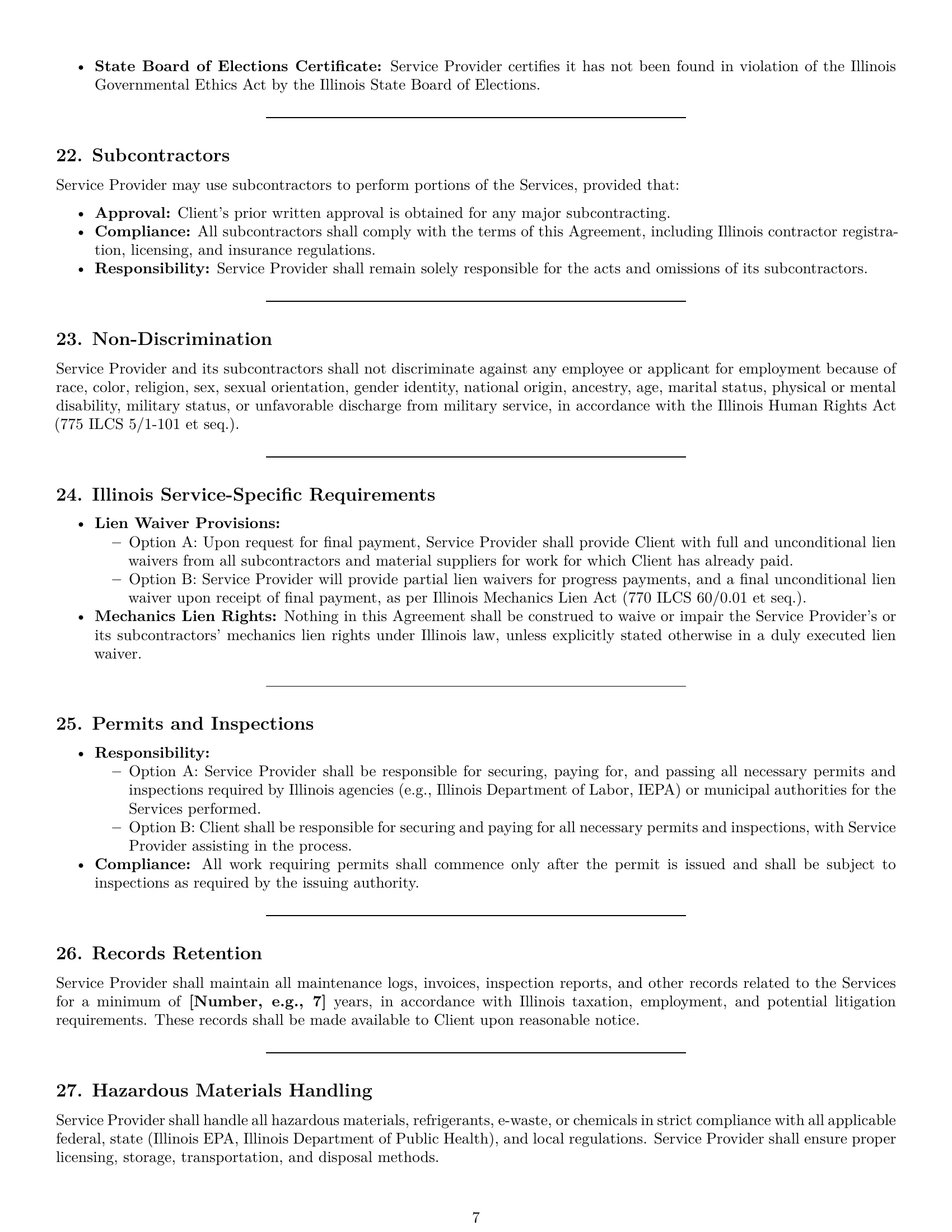 Preview page 7 of Pro Illinois maintenance service contract template