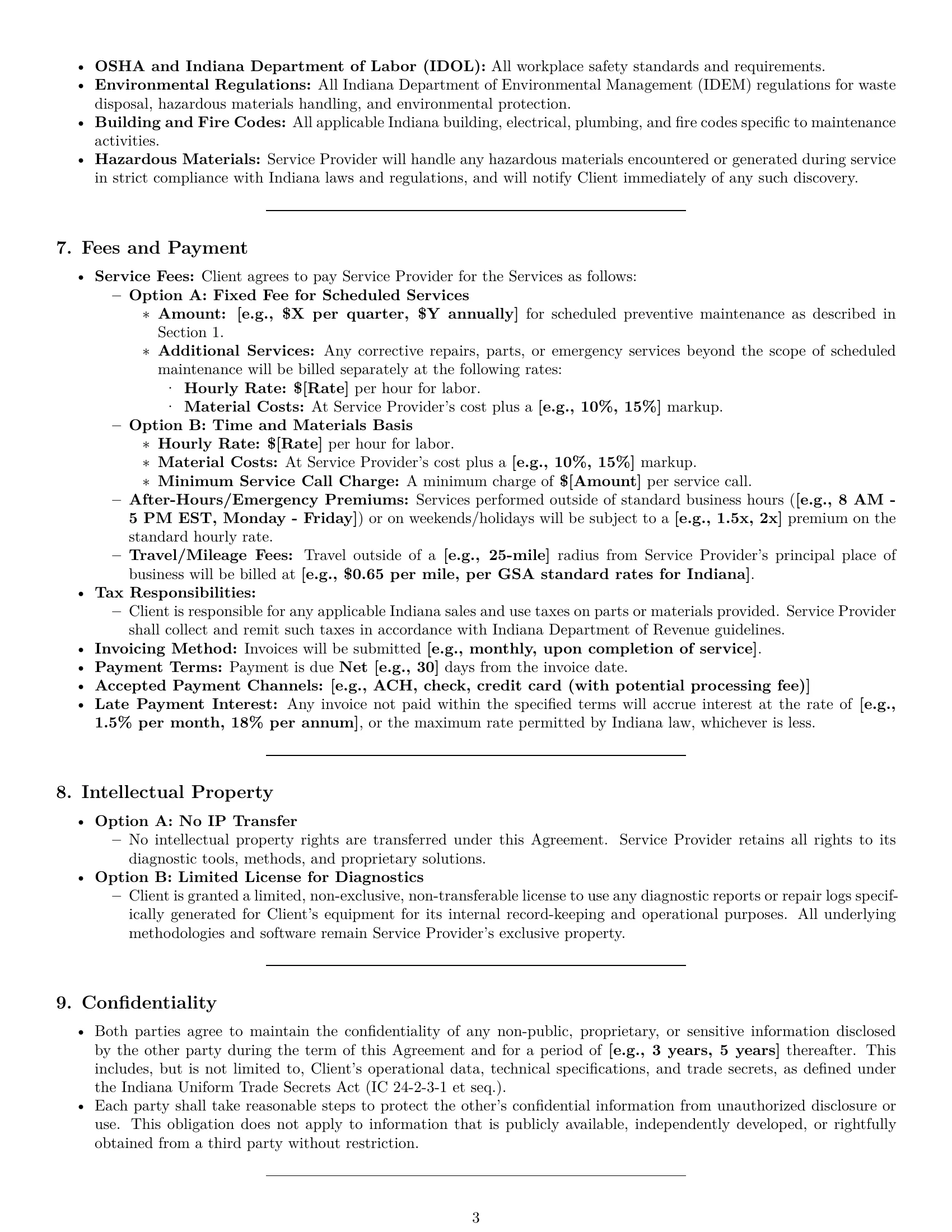 Preview page 3 of Pro Indiana maintenance service contract template