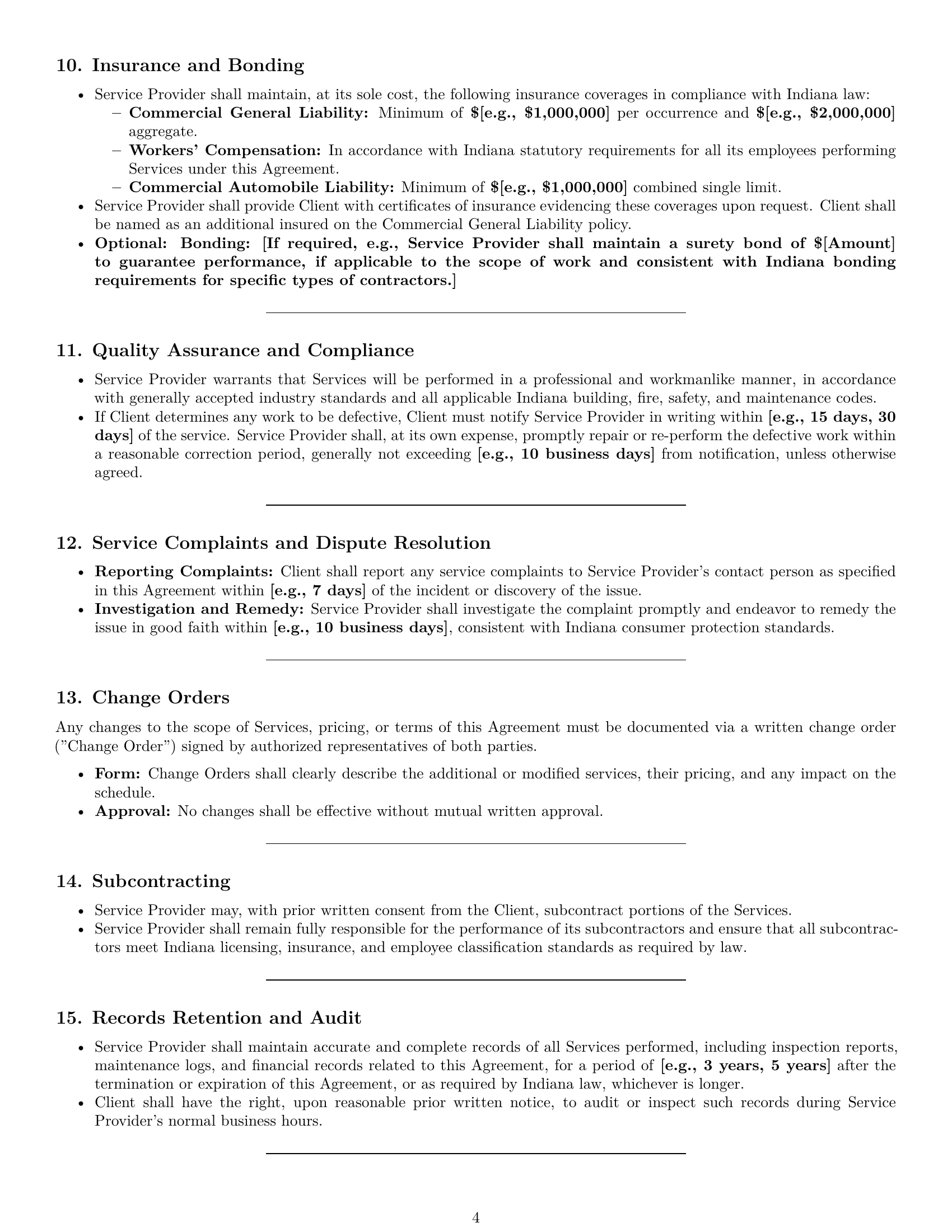Preview page 4 of Pro Indiana maintenance service contract template