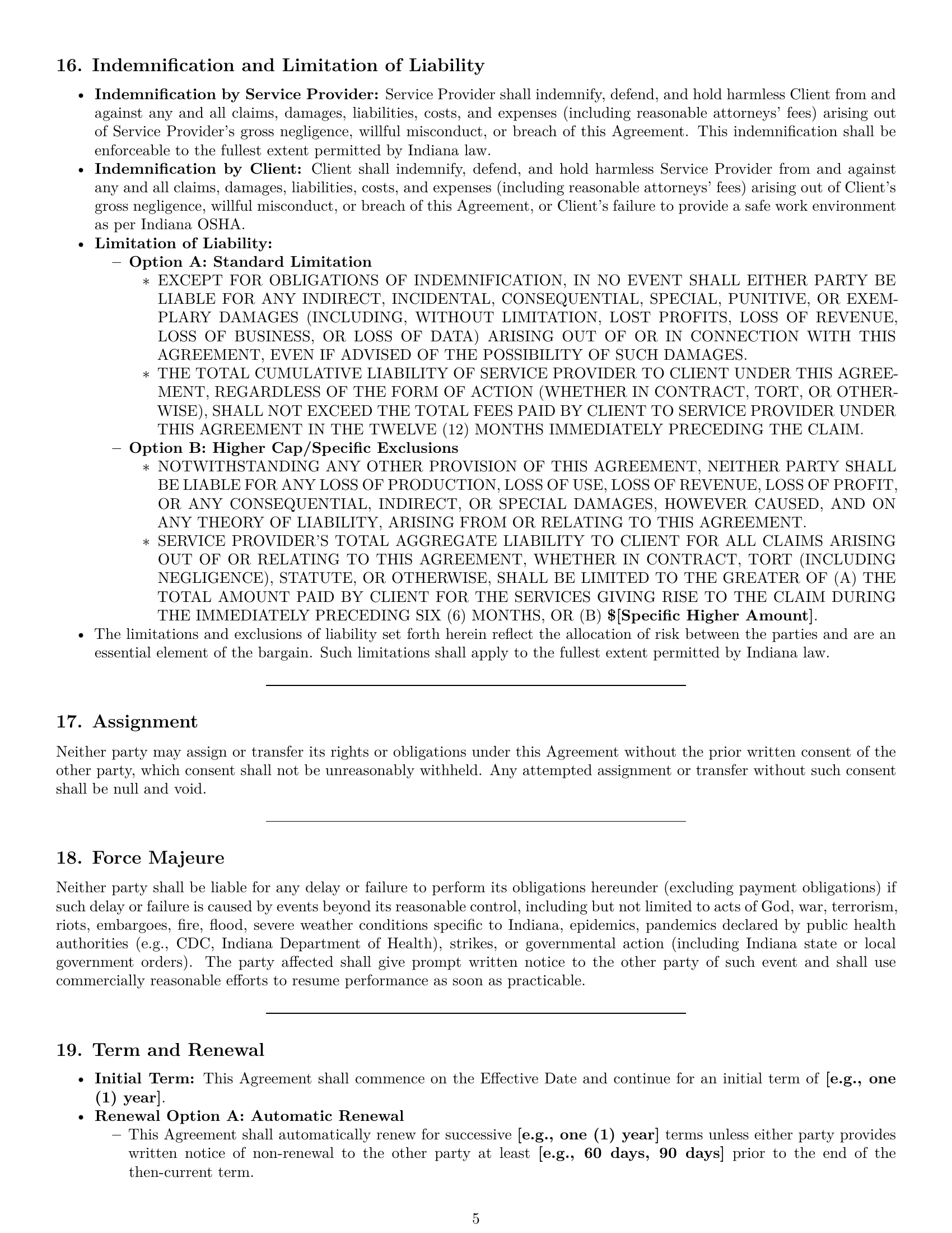 Preview page 5 of Pro Indiana maintenance service contract template