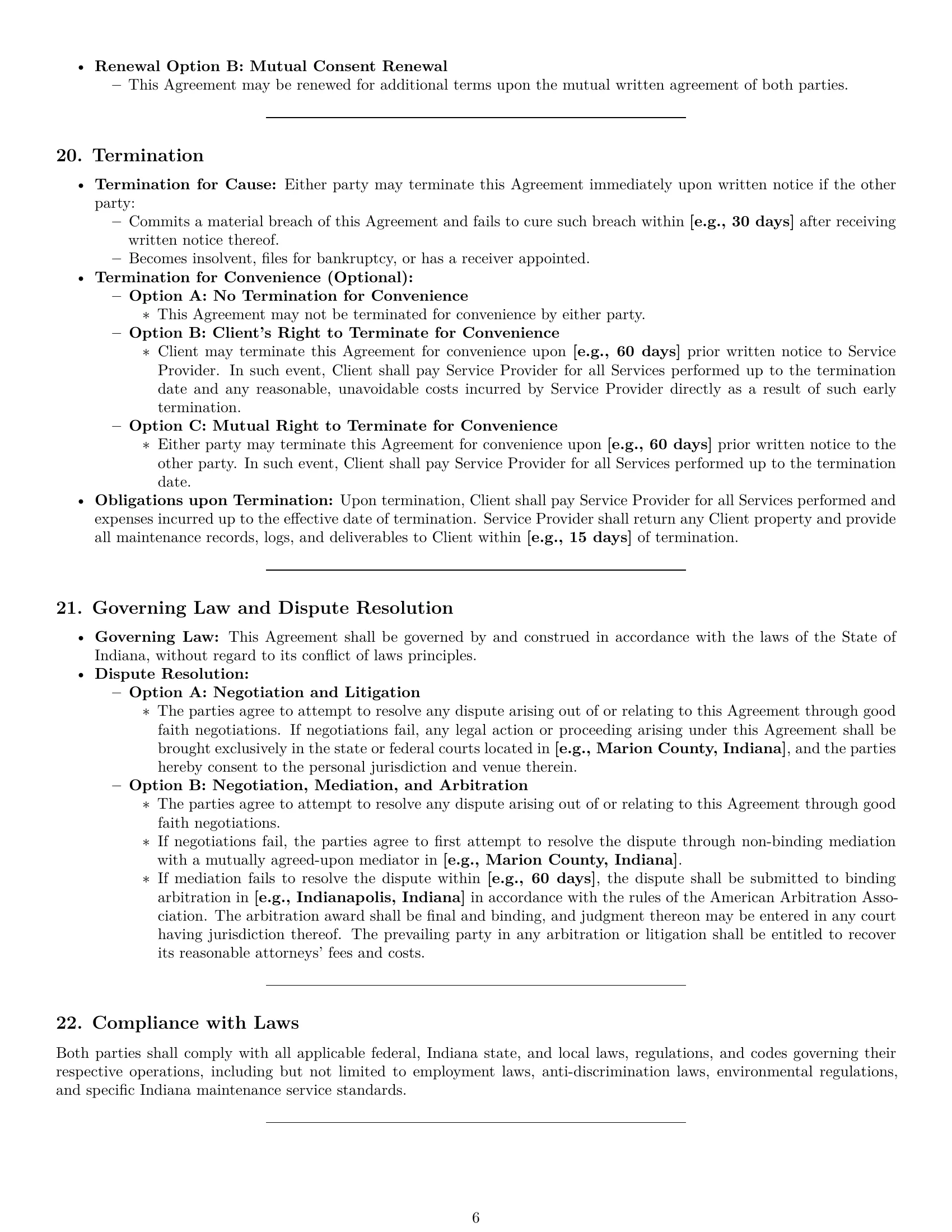 Preview page 6 of Pro Indiana maintenance service contract template