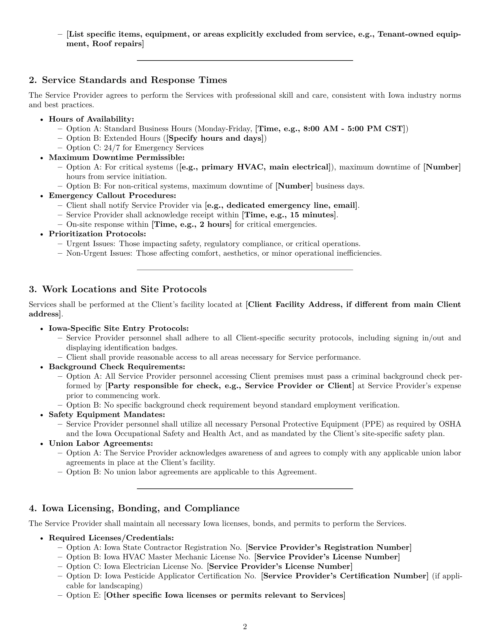 Preview page 2 of Pro Iowa maintenance service contract template