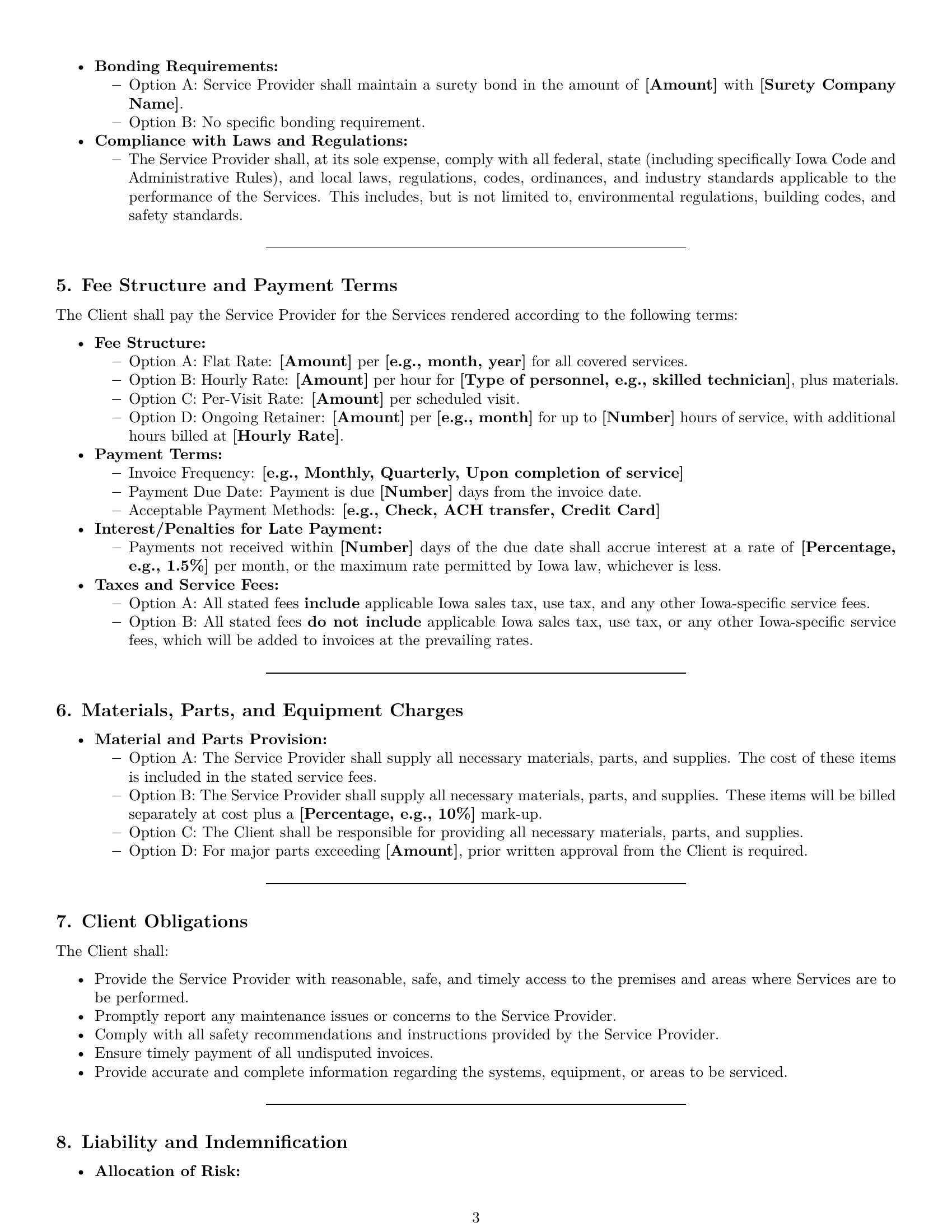 Preview page 3 of Pro Iowa maintenance service contract template