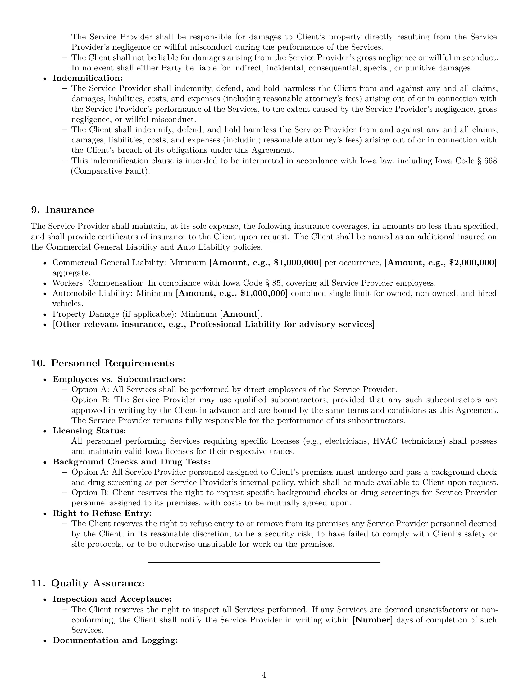 Preview page 4 of Pro Iowa maintenance service contract template