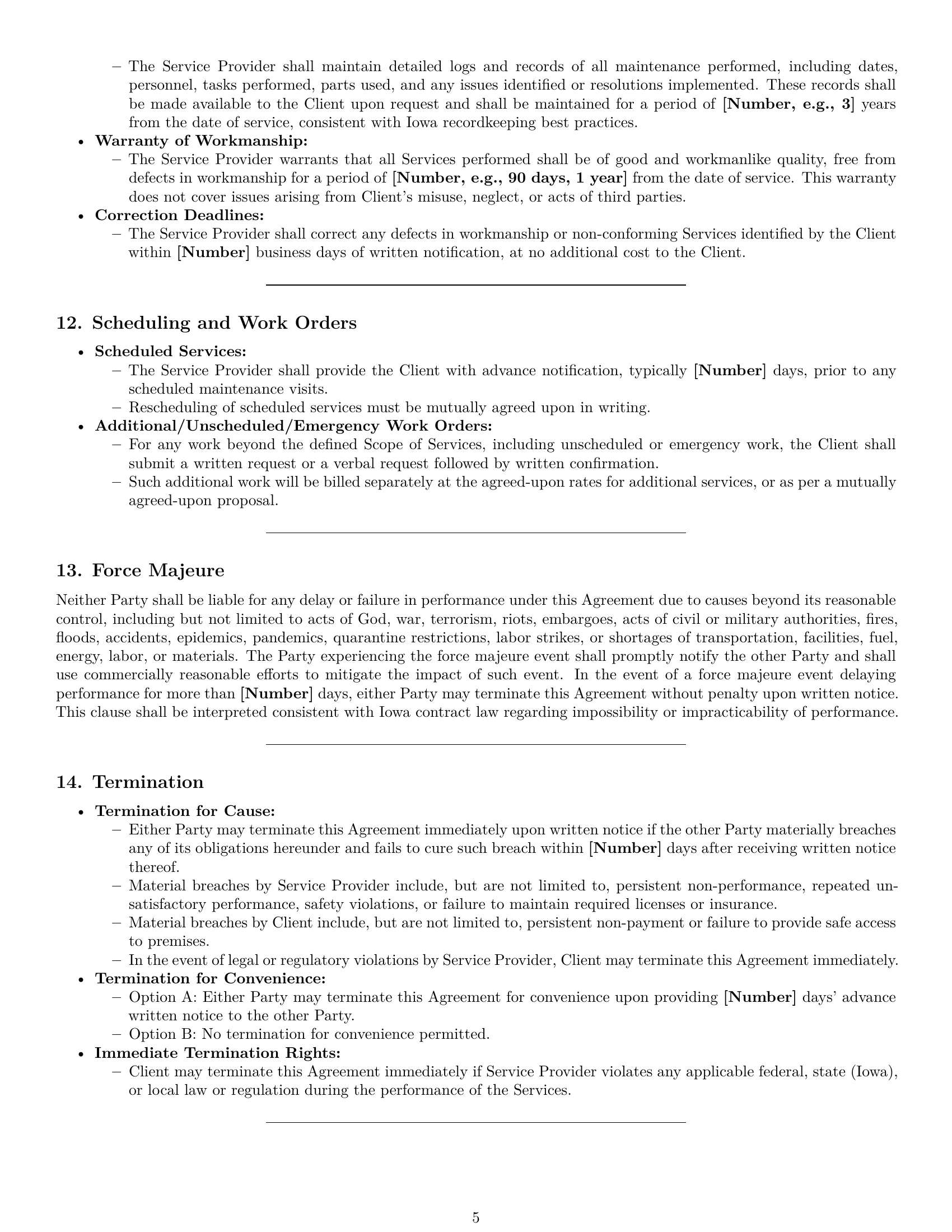 Preview page 5 of Pro Iowa maintenance service contract template