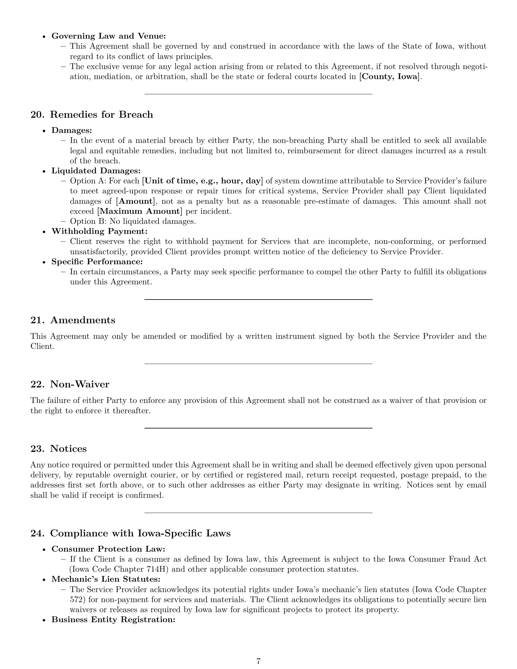 Preview page 7 of Pro Iowa maintenance service contract template