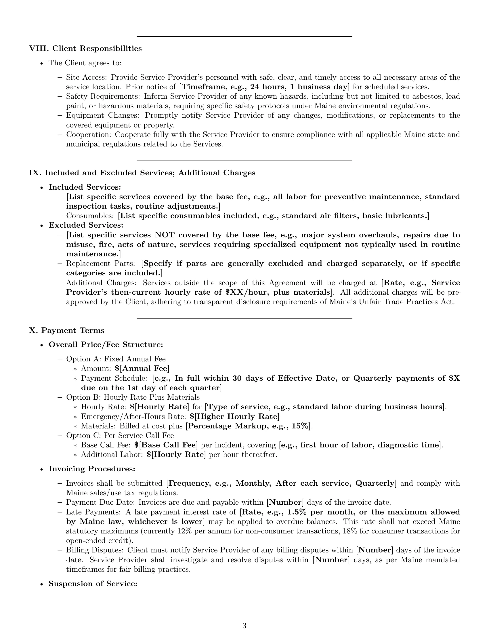 Preview page 3 of Pro Maine maintenance service contract template
