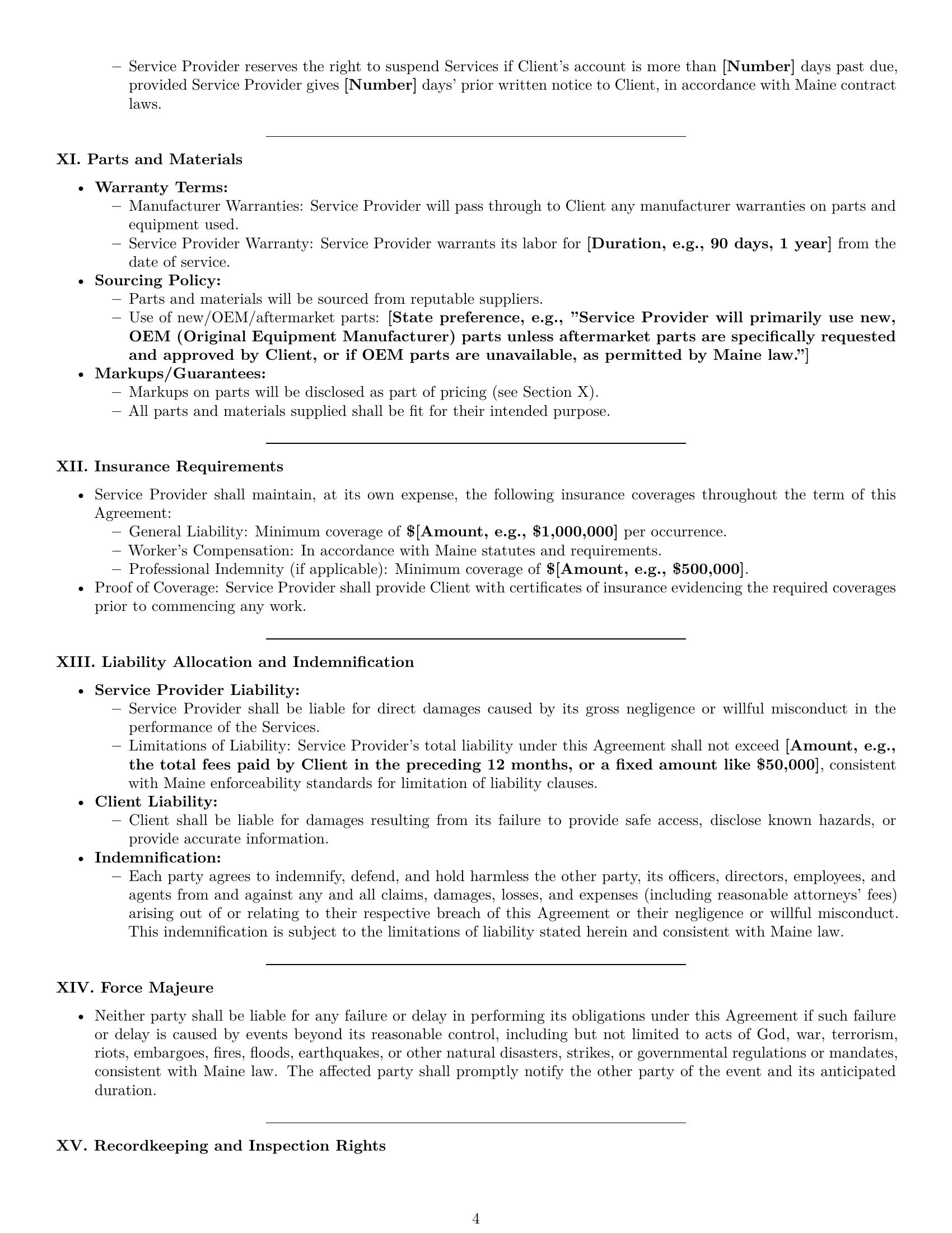 Preview page 4 of Pro Maine maintenance service contract template