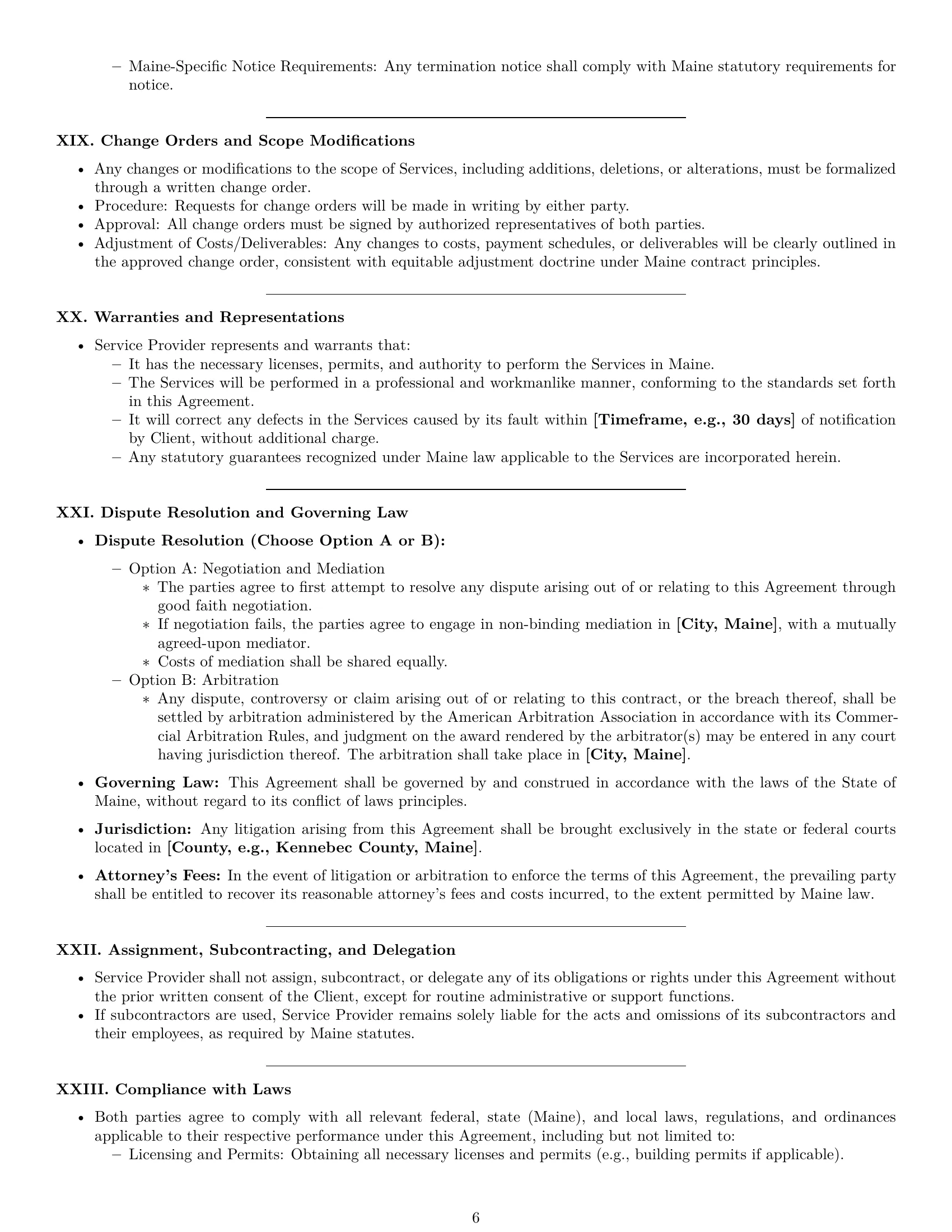 Preview page 6 of Pro Maine maintenance service contract template