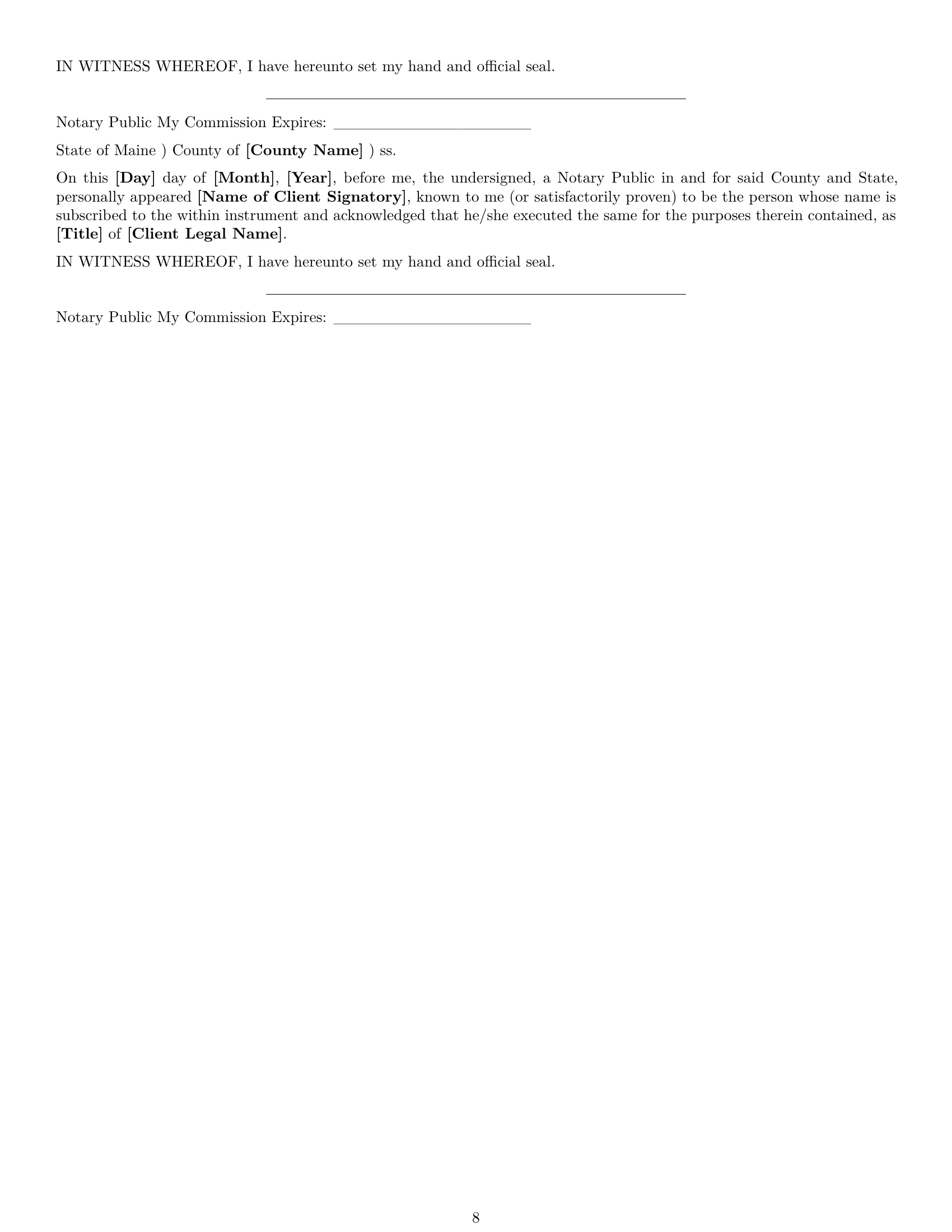Preview page 8 of Pro Maine maintenance service contract template