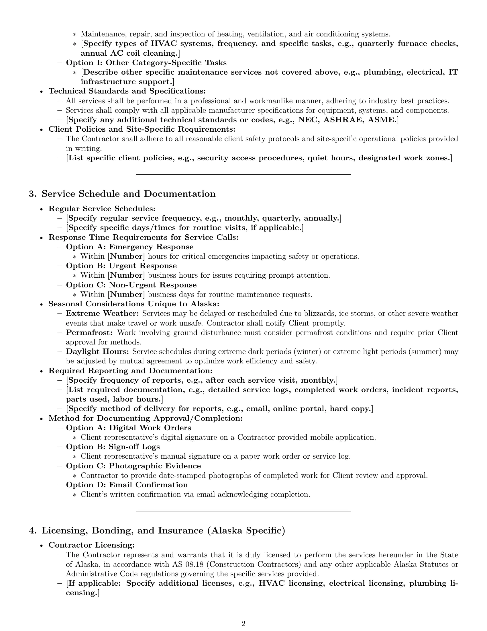 Preview page 2 of Pro Alaska maintenance service contract template