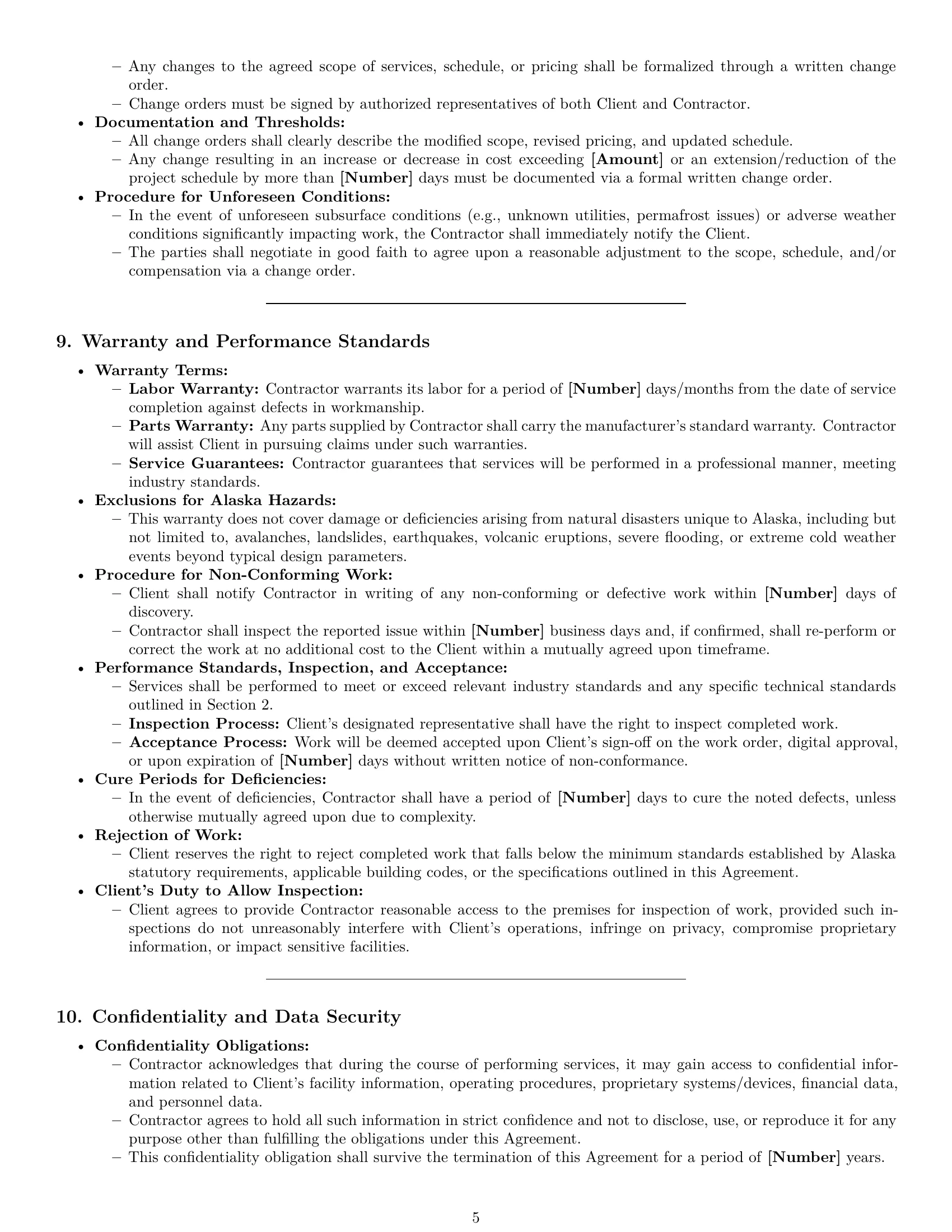 Preview page 5 of Pro Alaska maintenance service contract template