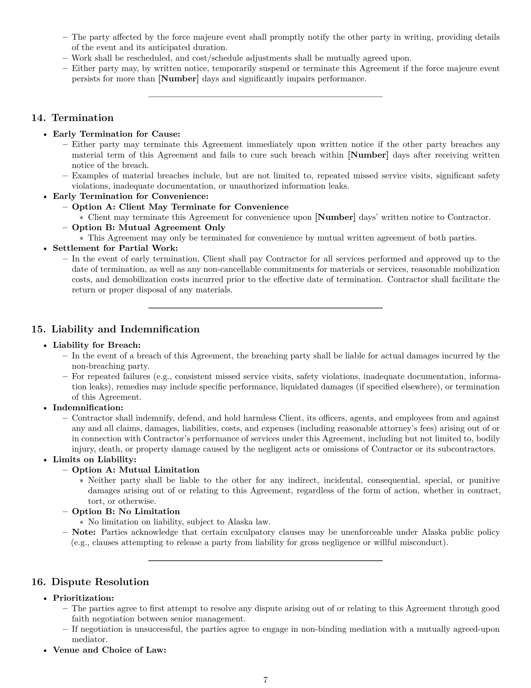 Preview page 7 of Pro Alaska maintenance service contract template
