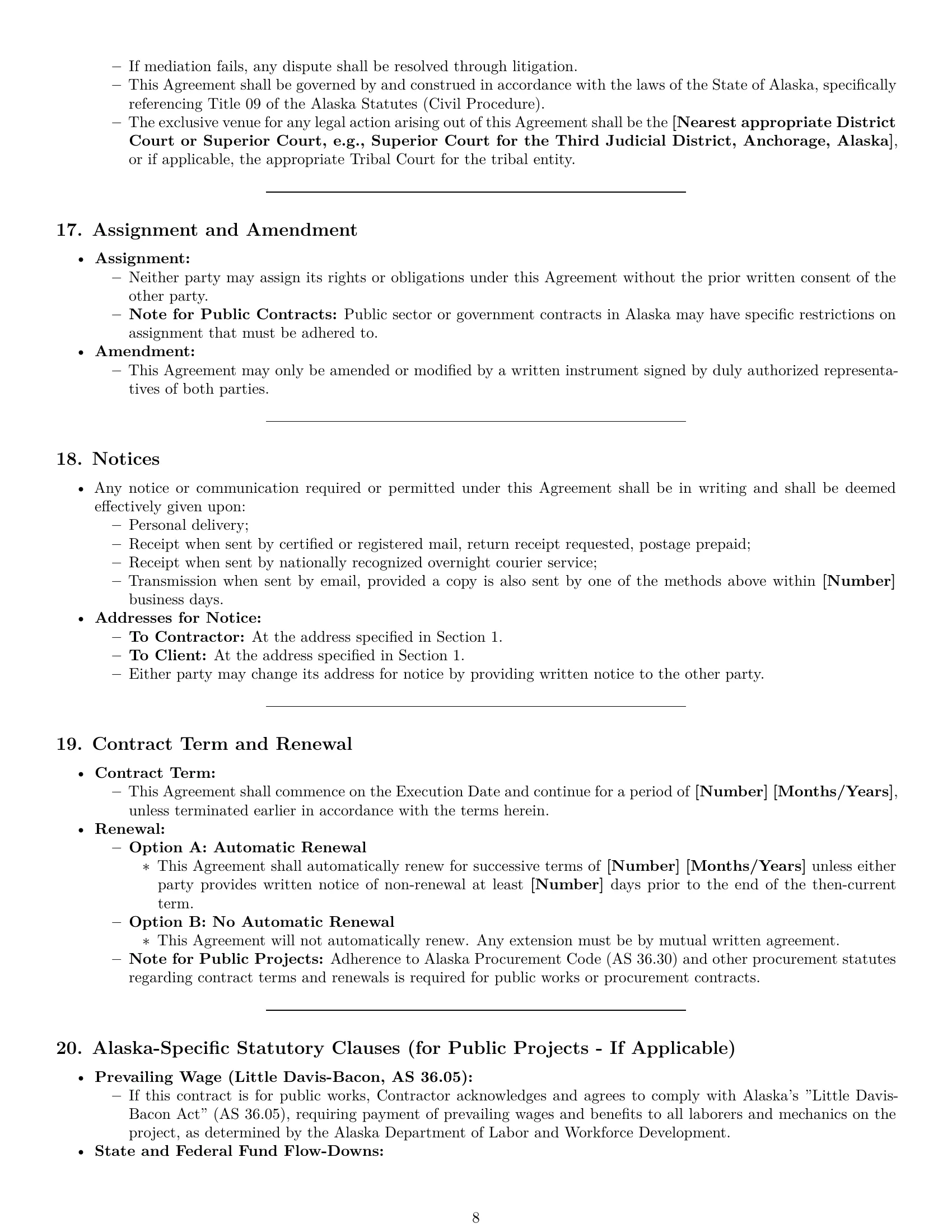 Preview page 8 of Pro Alaska maintenance service contract template