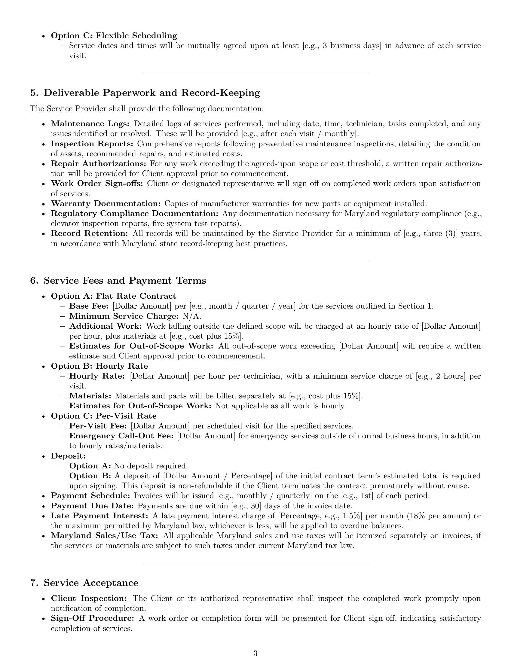 Preview page 3 of Pro Maryland maintenance service contract template