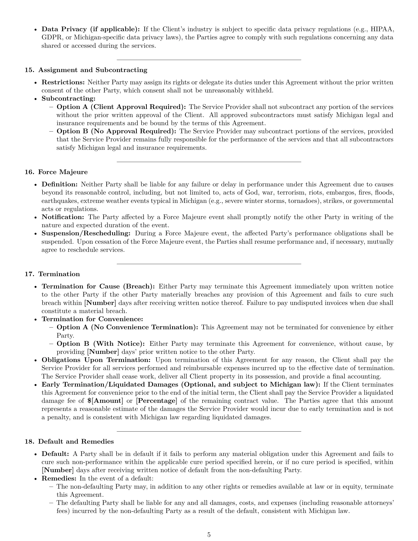 Preview page 5 of Pro Michigan maintenance service contract template