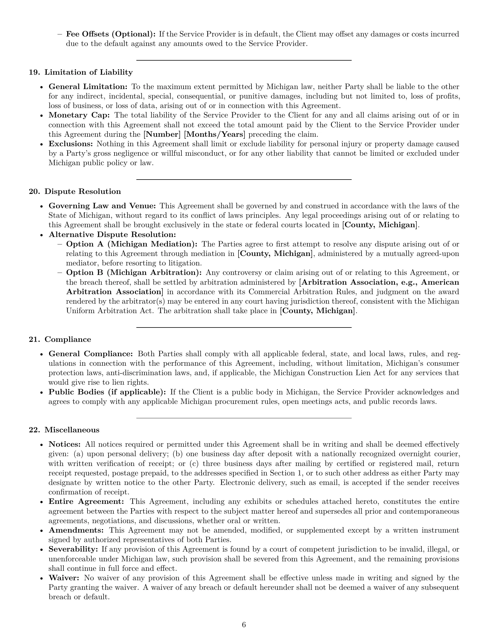 Preview page 6 of Pro Michigan maintenance service contract template