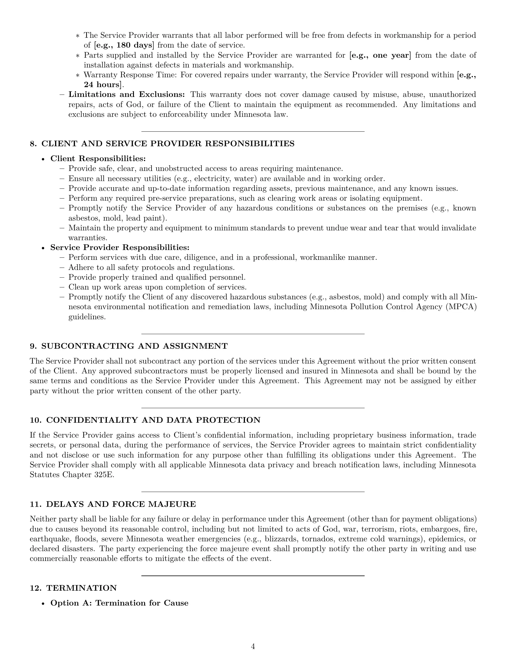 Preview page 4 of Pro Minnesota maintenance service contract template