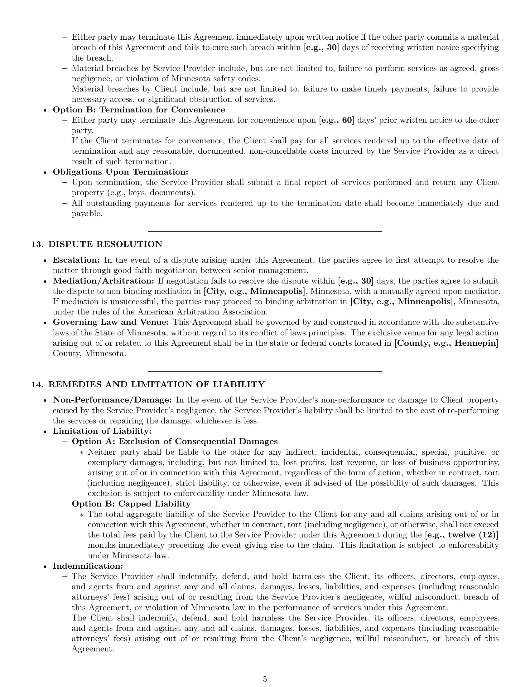 Preview page 5 of Pro Minnesota maintenance service contract template