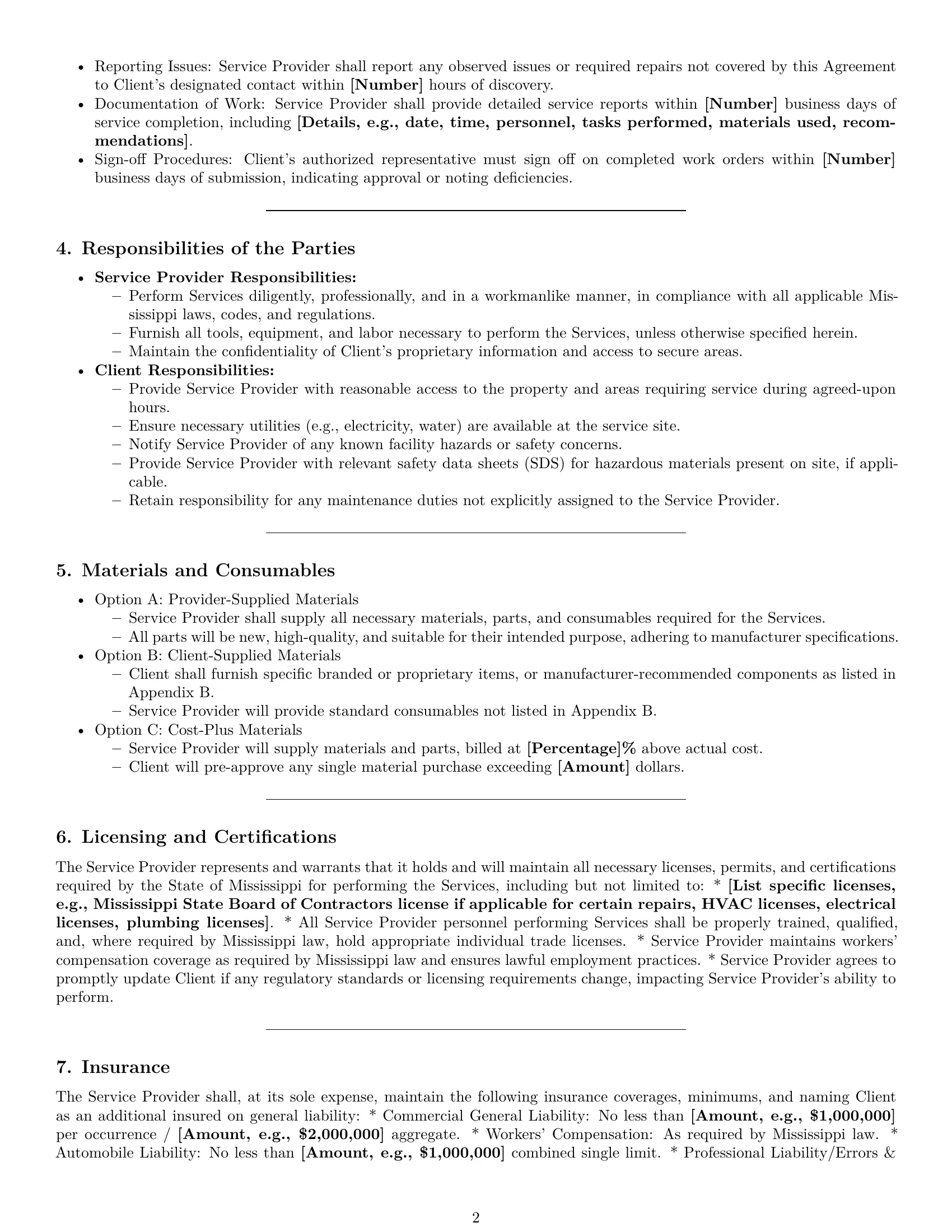 Preview page 2 of Pro Mississippi maintenance service contract template