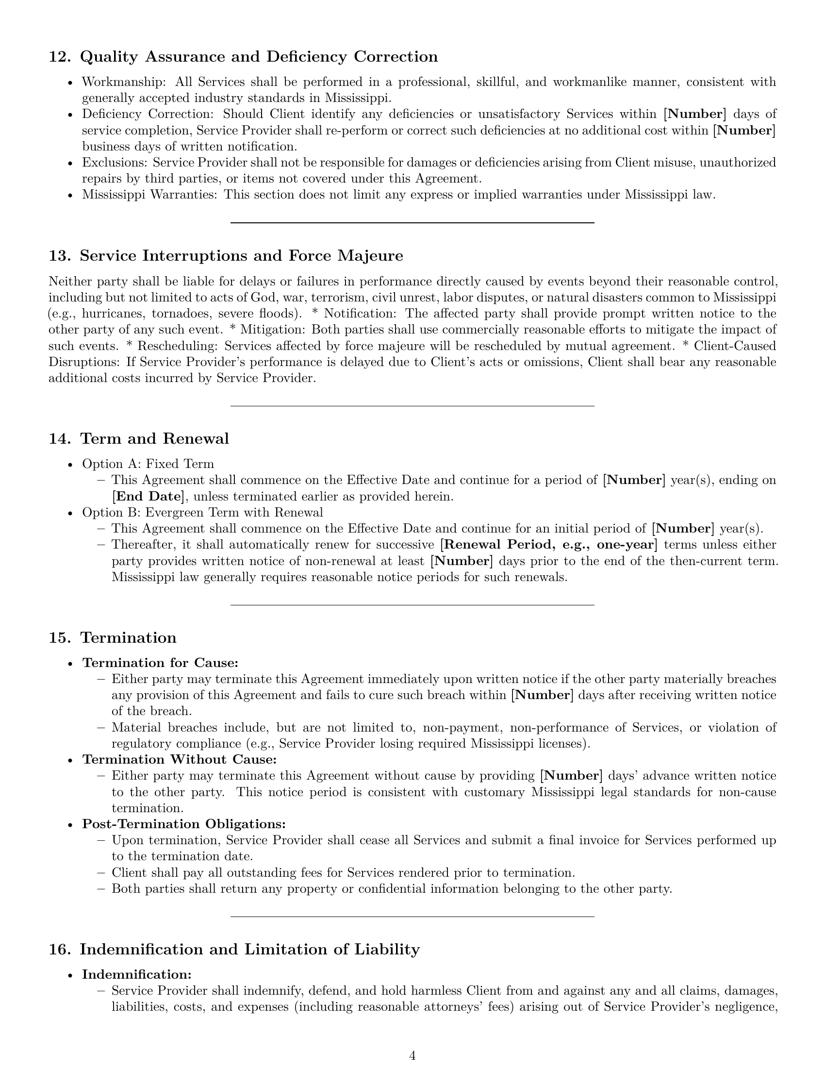 Preview page 4 of Pro Mississippi maintenance service contract template