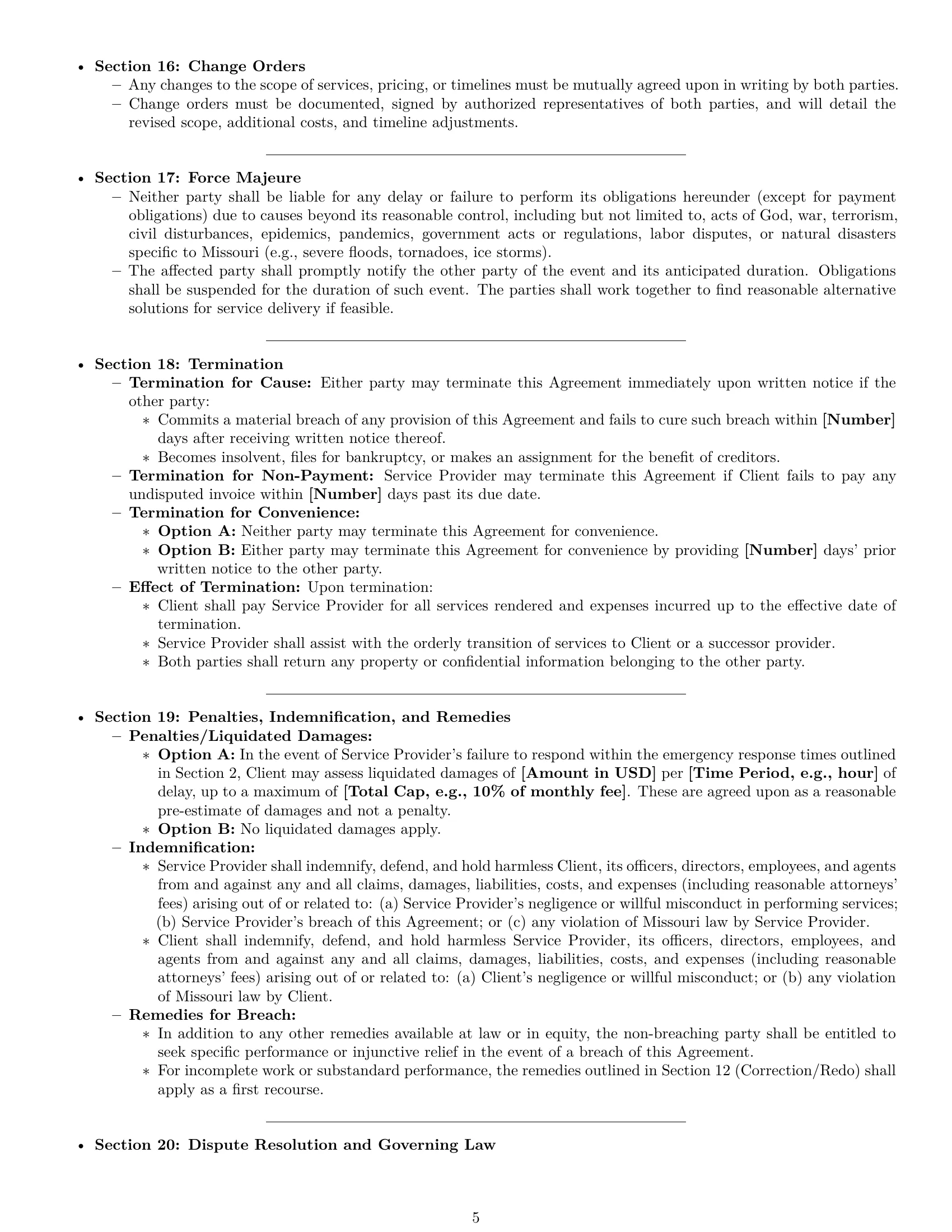 Preview page 5 of Pro Missouri maintenance service contract template