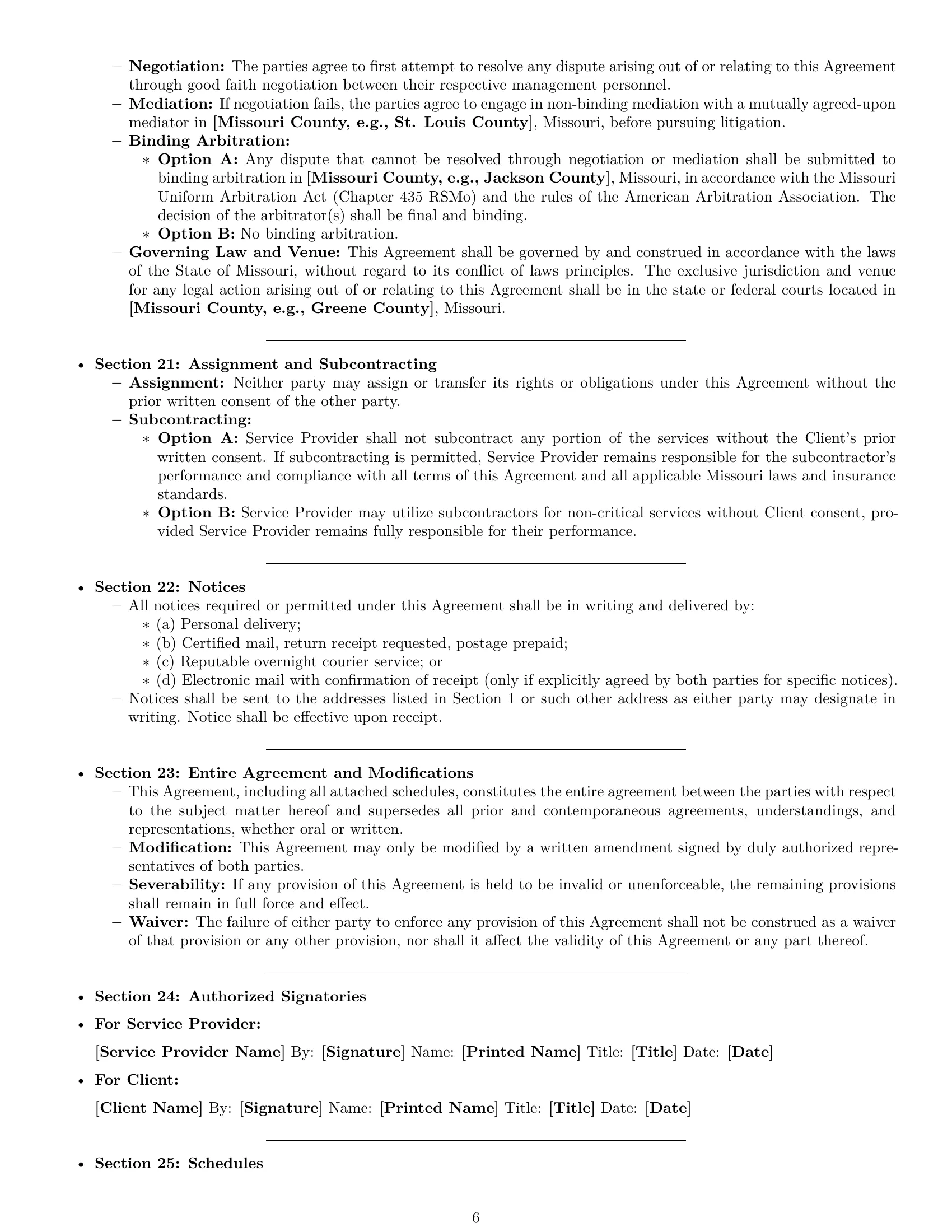 Preview page 6 of Pro Missouri maintenance service contract template