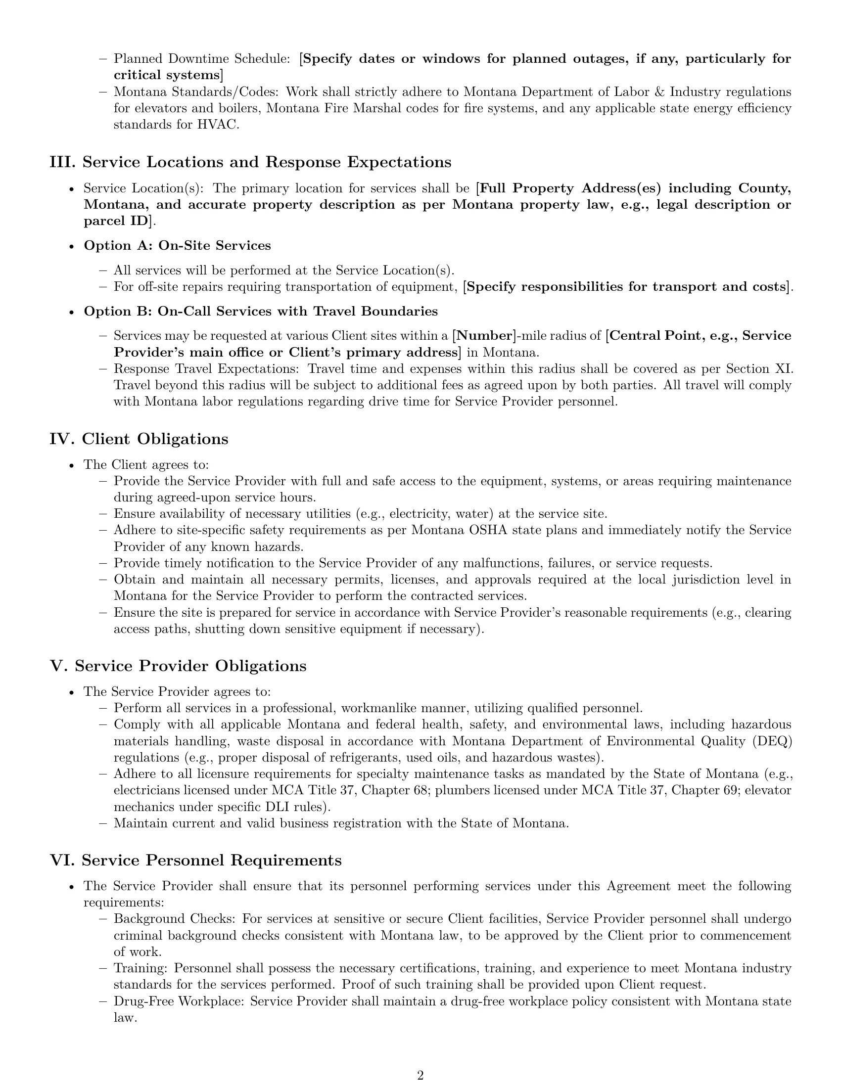 Preview page 2 of Pro Montana maintenance service contract template