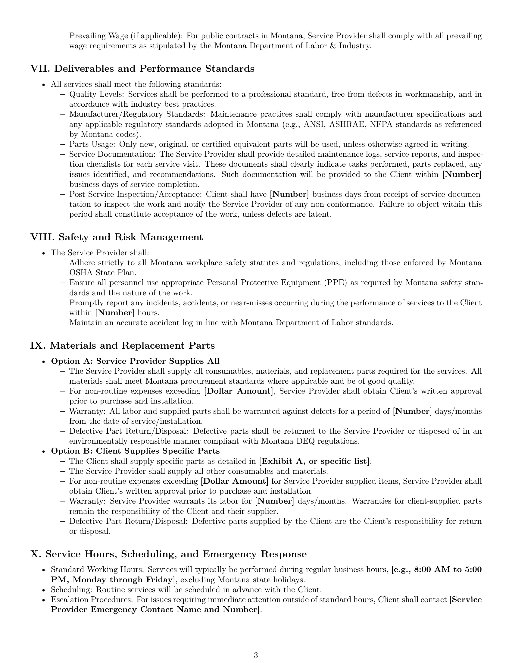 Preview page 3 of Pro Montana maintenance service contract template