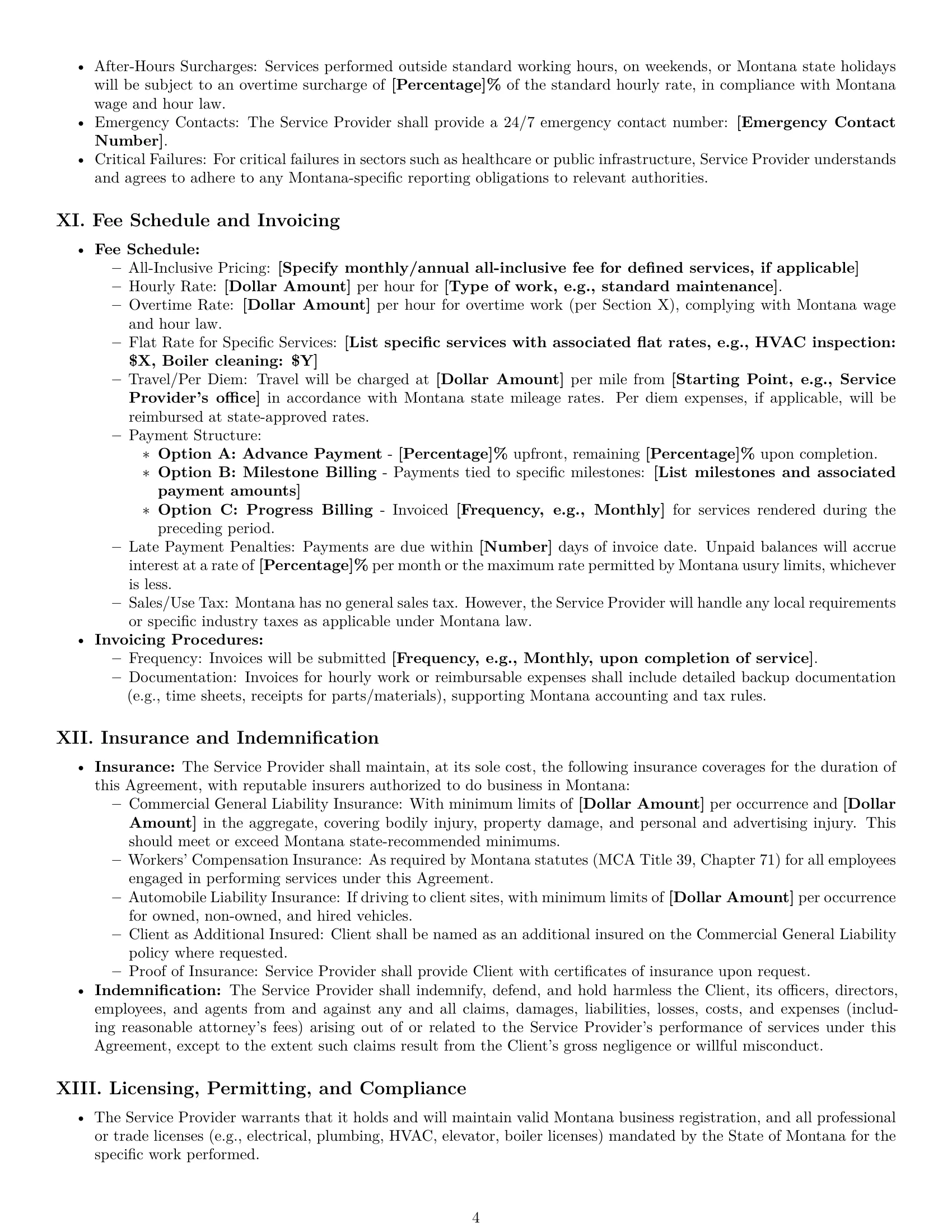Preview page 4 of Pro Montana maintenance service contract template
