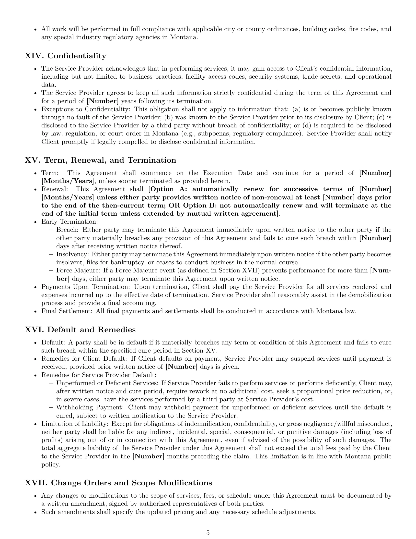 Preview page 5 of Pro Montana maintenance service contract template