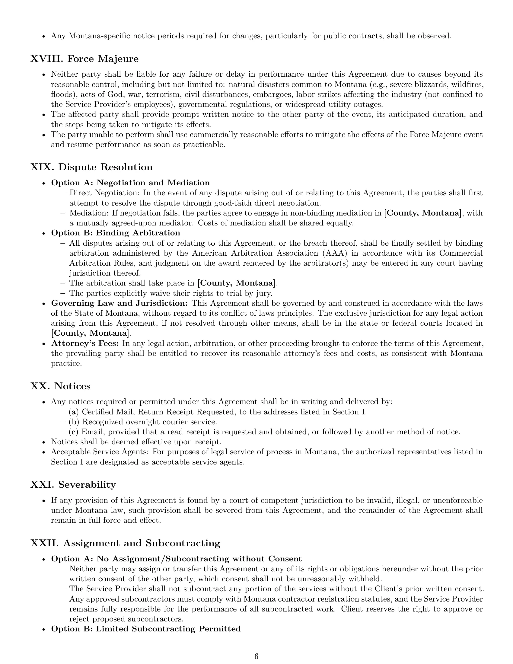 Preview page 6 of Pro Montana maintenance service contract template