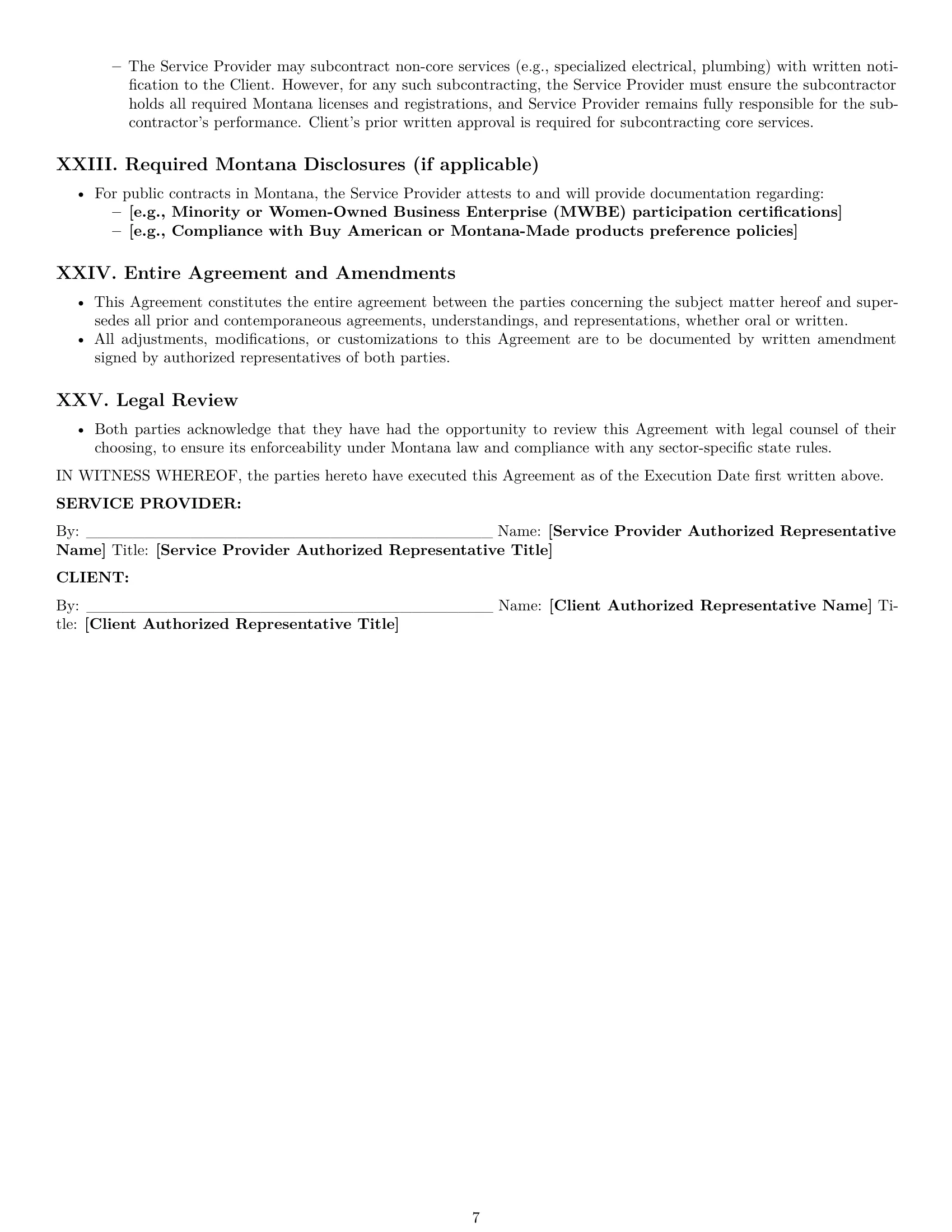 Preview page 7 of Pro Montana maintenance service contract template