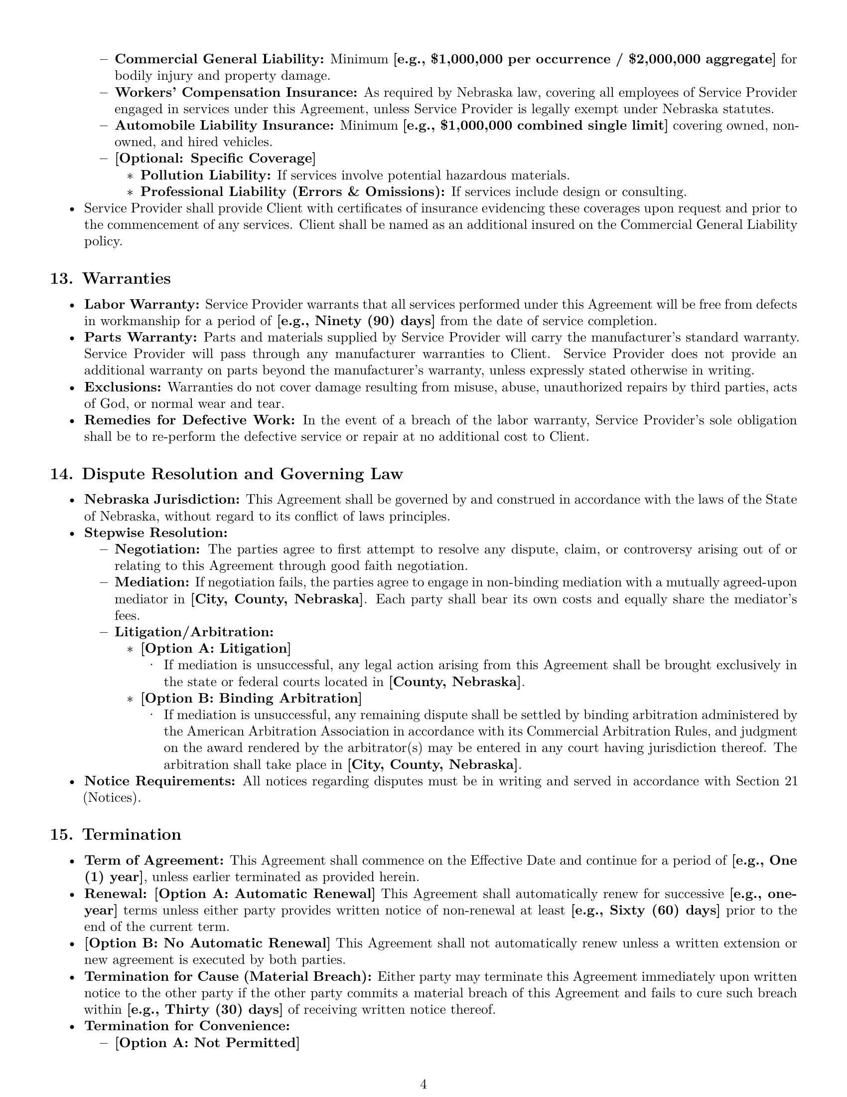 Preview page 4 of Pro Nebraska maintenance service contract template