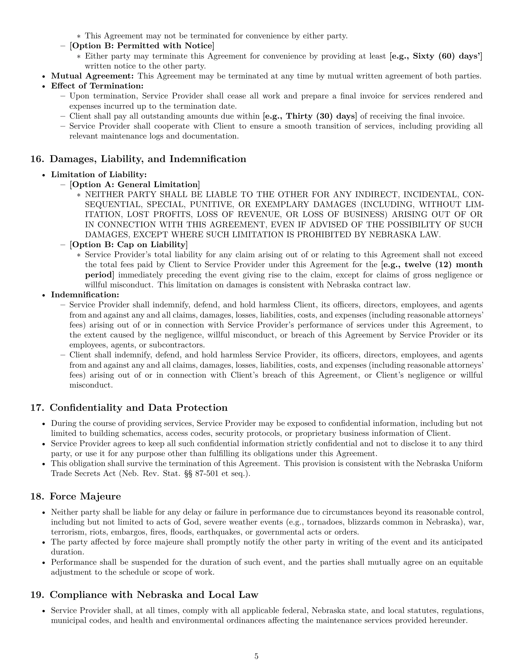 Preview page 5 of Pro Nebraska maintenance service contract template
