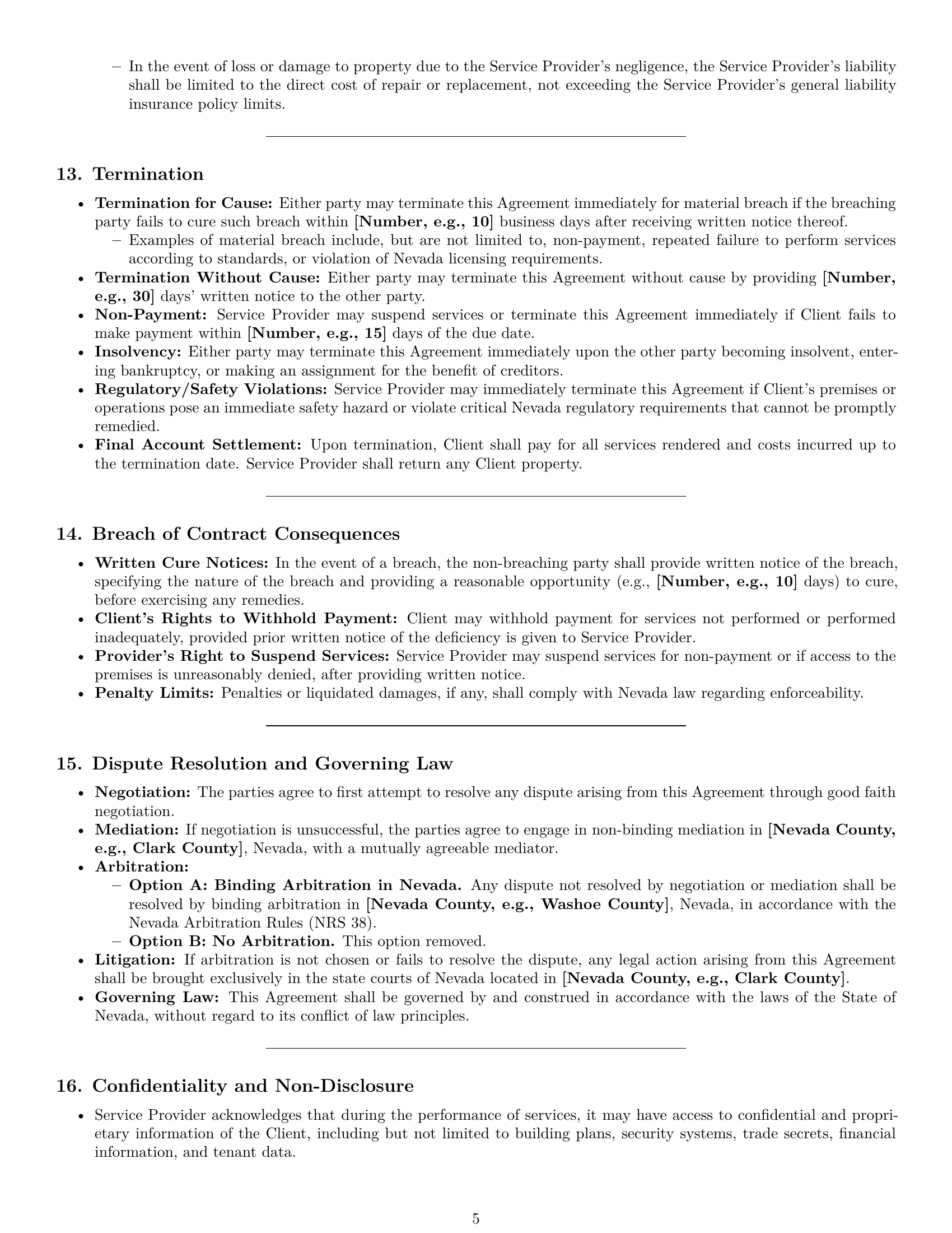 Preview page 5 of Pro Nevada maintenance service contract template