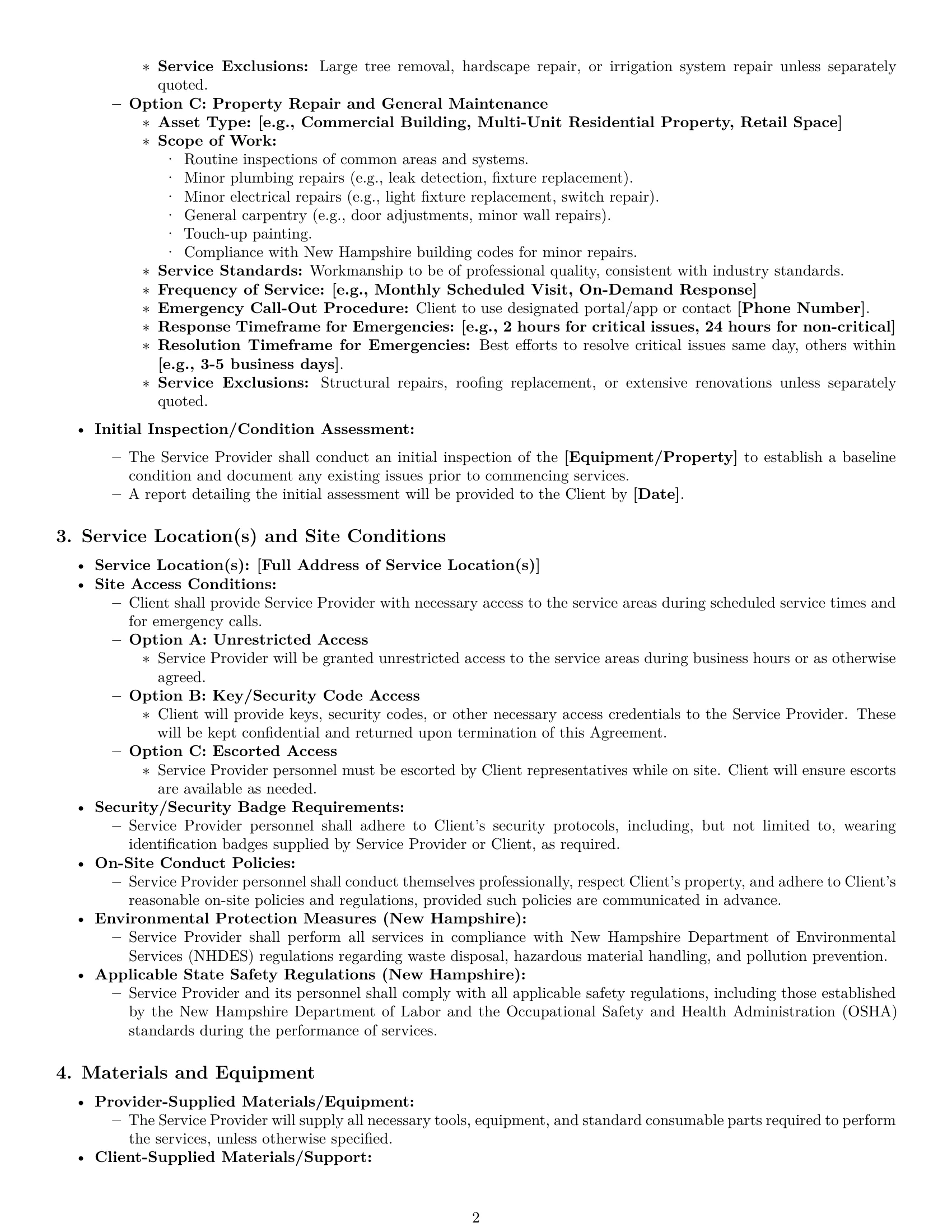 Preview page 2 of Pro New Hampshire maintenance service contract template
