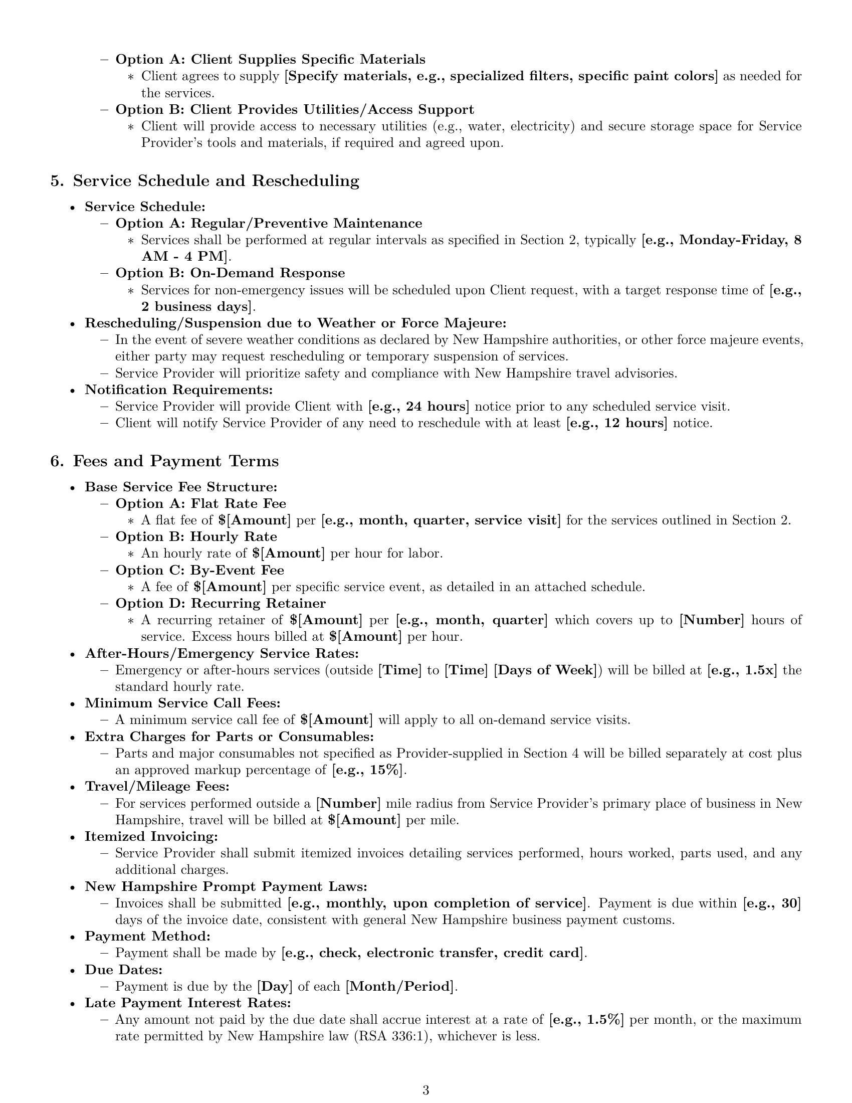Preview page 3 of Pro New Hampshire maintenance service contract template