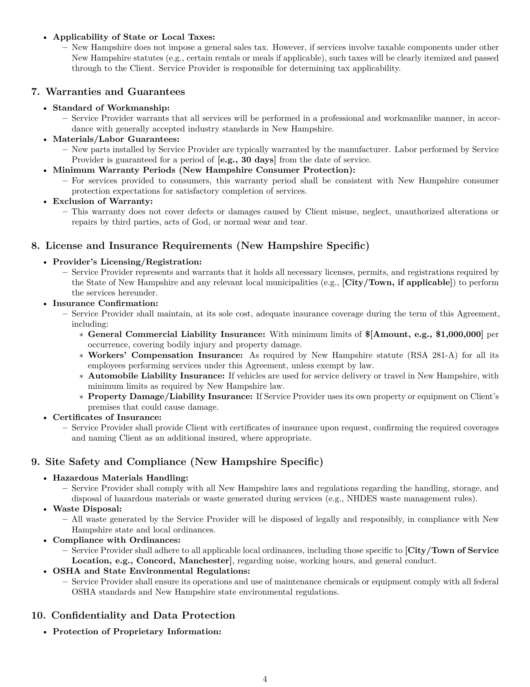 Preview page 4 of Pro New Hampshire maintenance service contract template