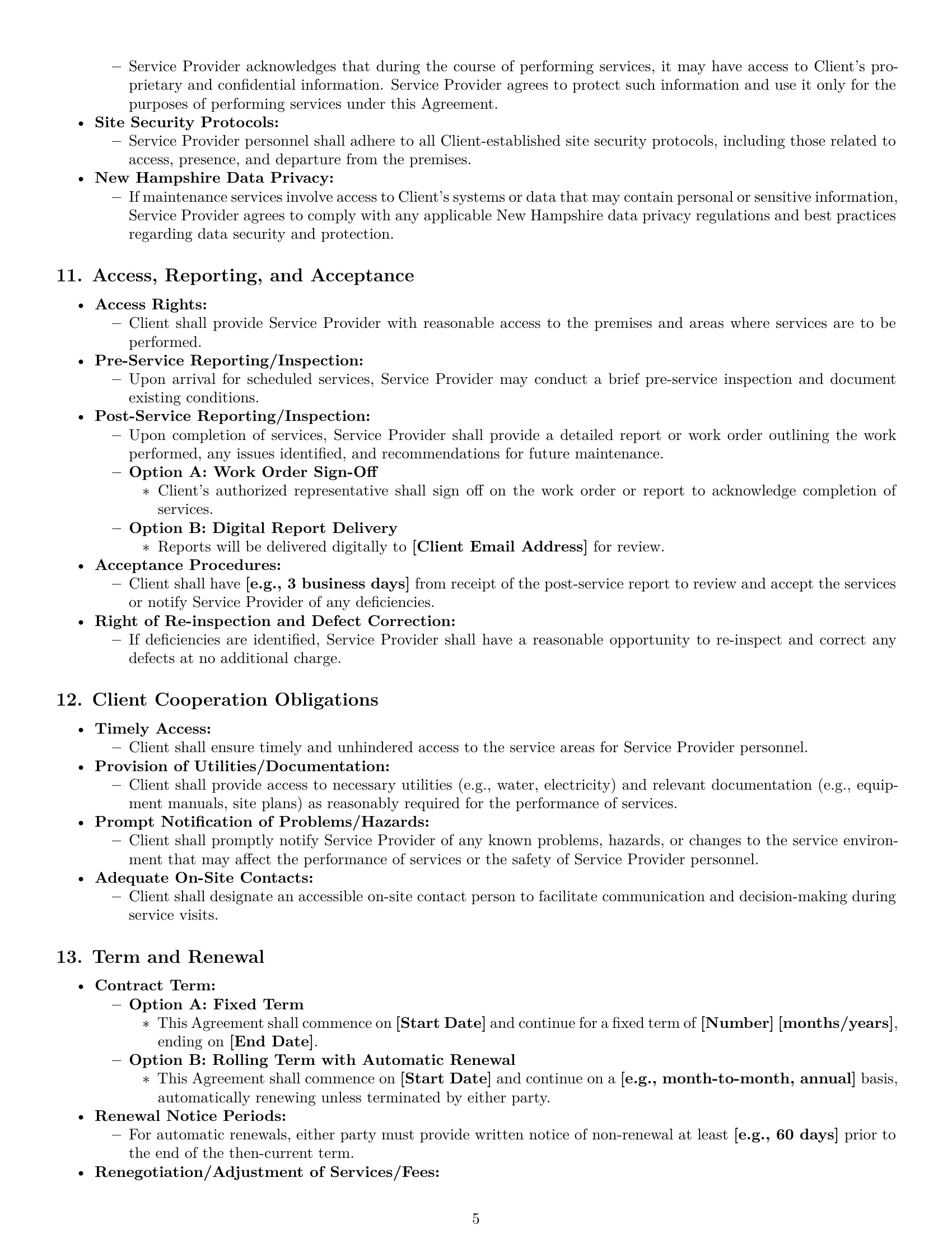Preview page 5 of Pro New Hampshire maintenance service contract template