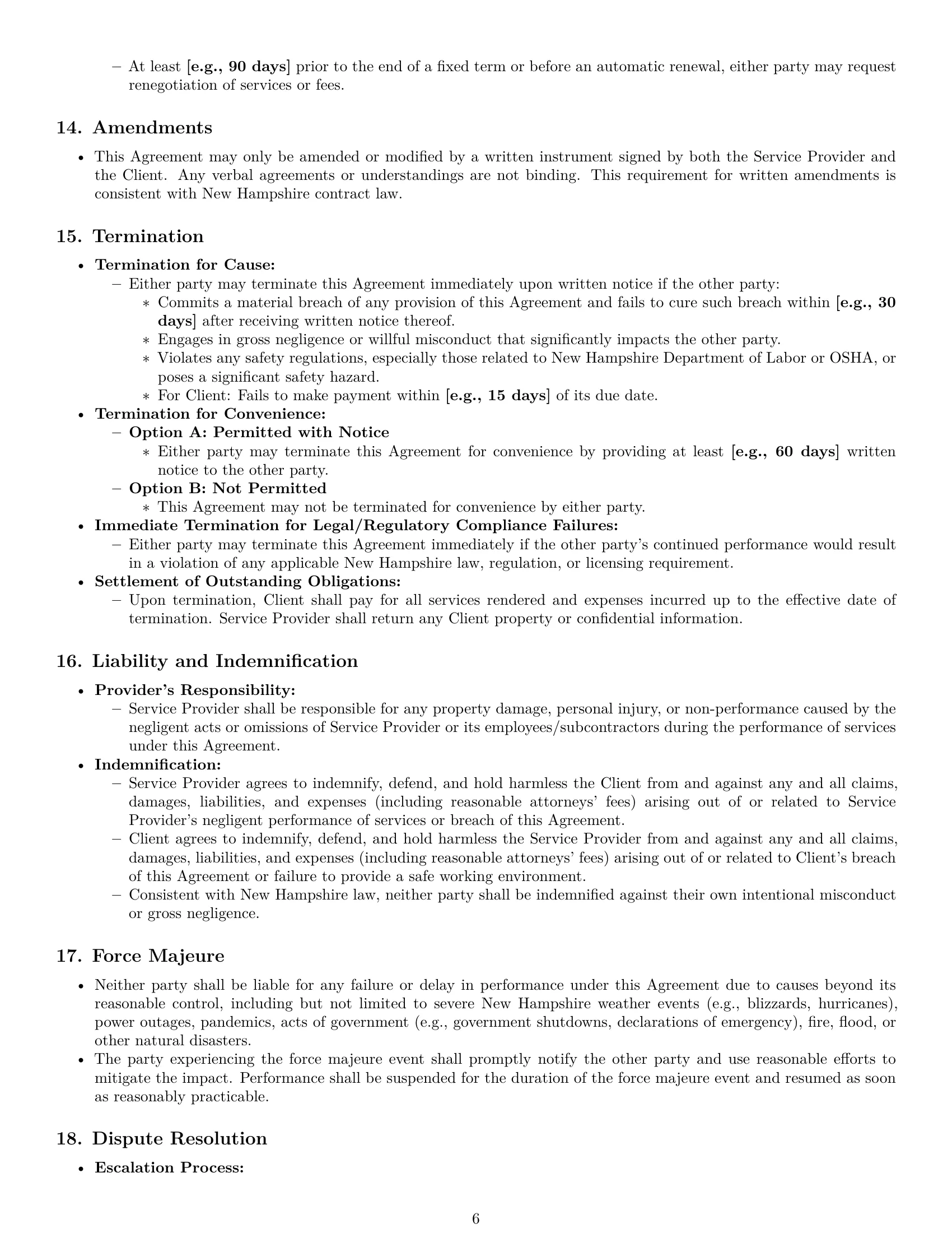 Preview page 6 of Pro New Hampshire maintenance service contract template