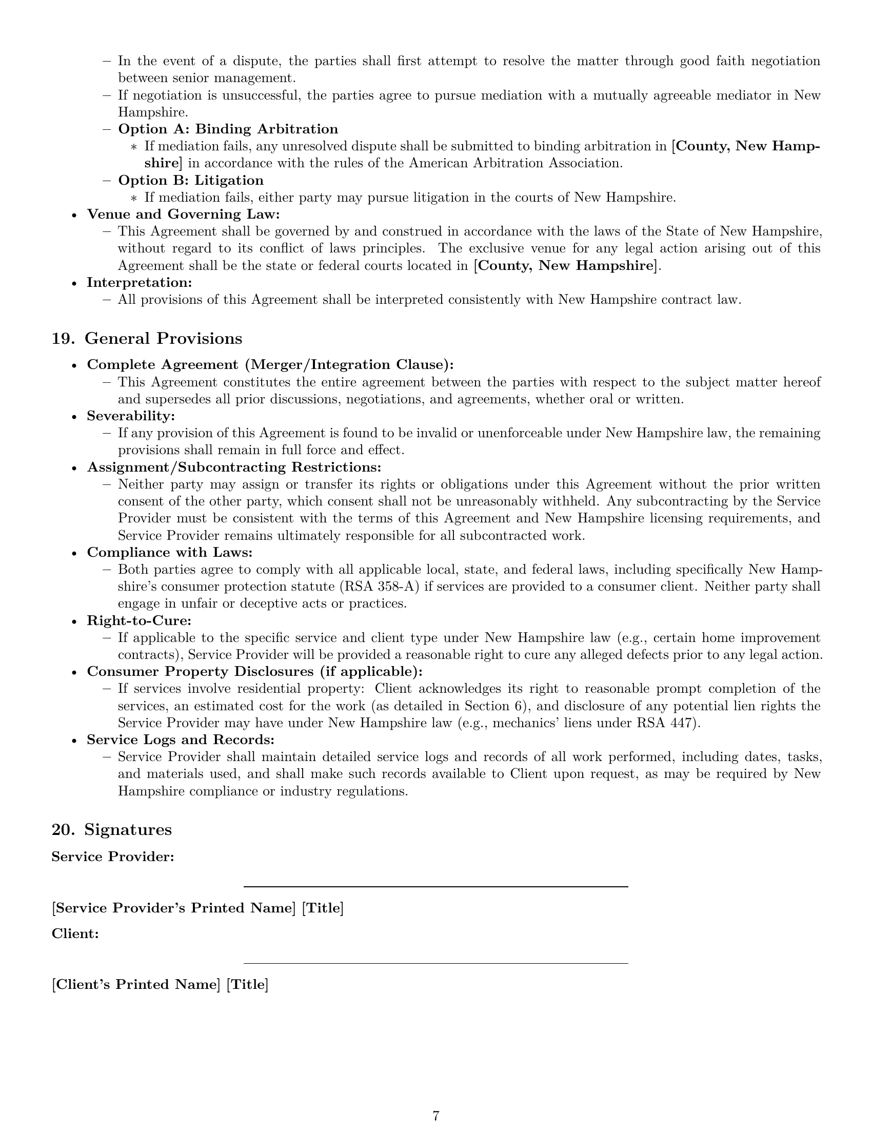 Preview page 7 of Pro New Hampshire maintenance service contract template